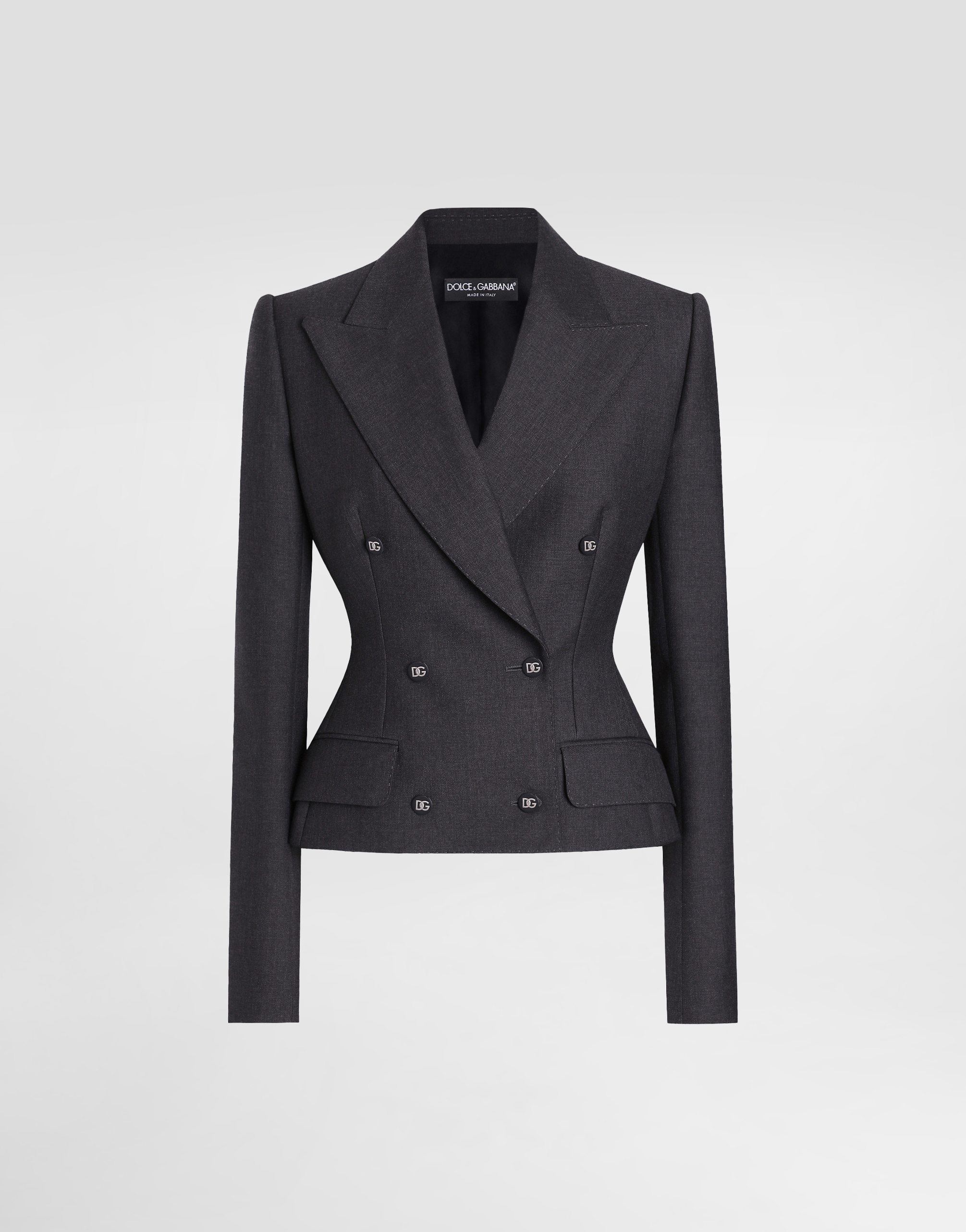 Dolce & Gabbana Double-breasted Dolce Jacket With Dg-branded Buttons - Woman Blazers Gray