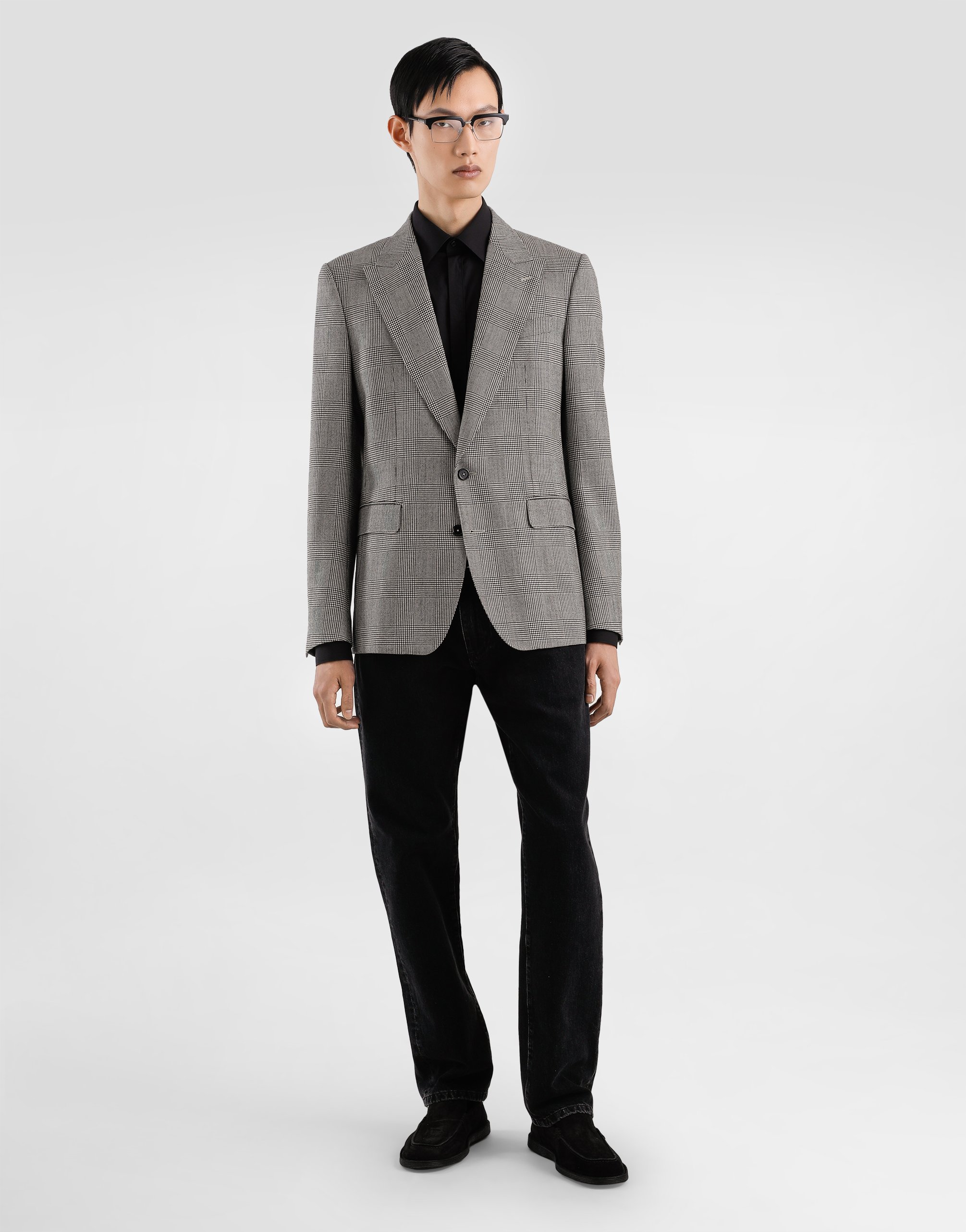 Glen plaid single-breasted sicilia light jacket