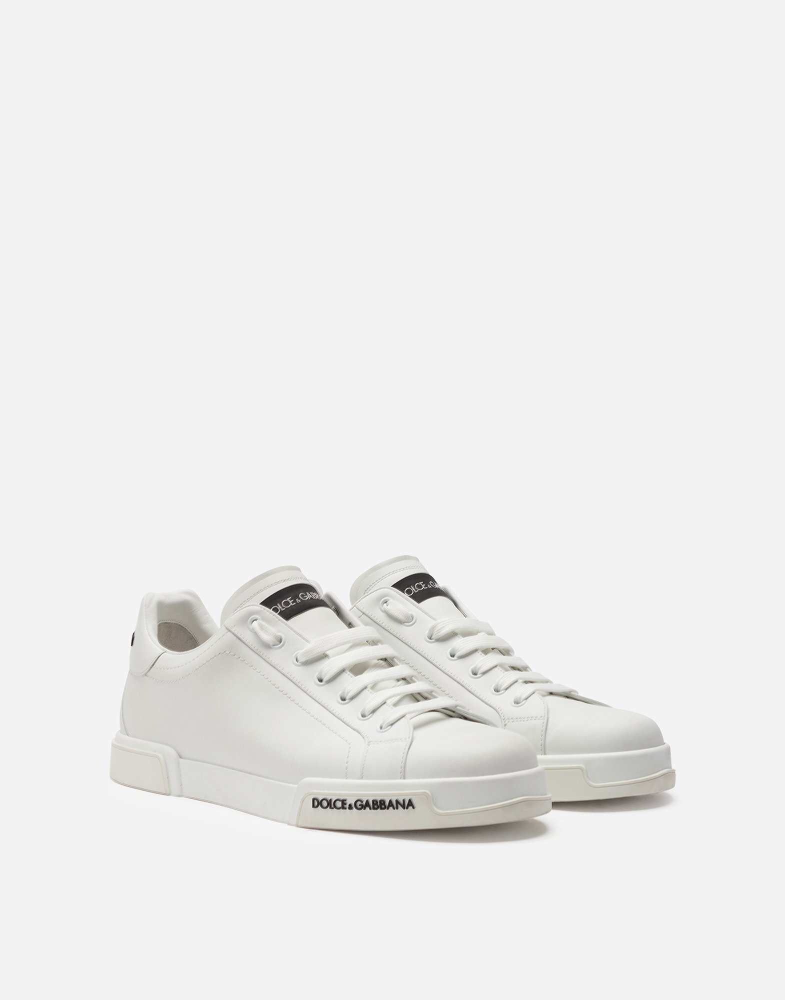Shop Dolce & Gabbana Calfskin Nappa Portofino Sneakers In White
