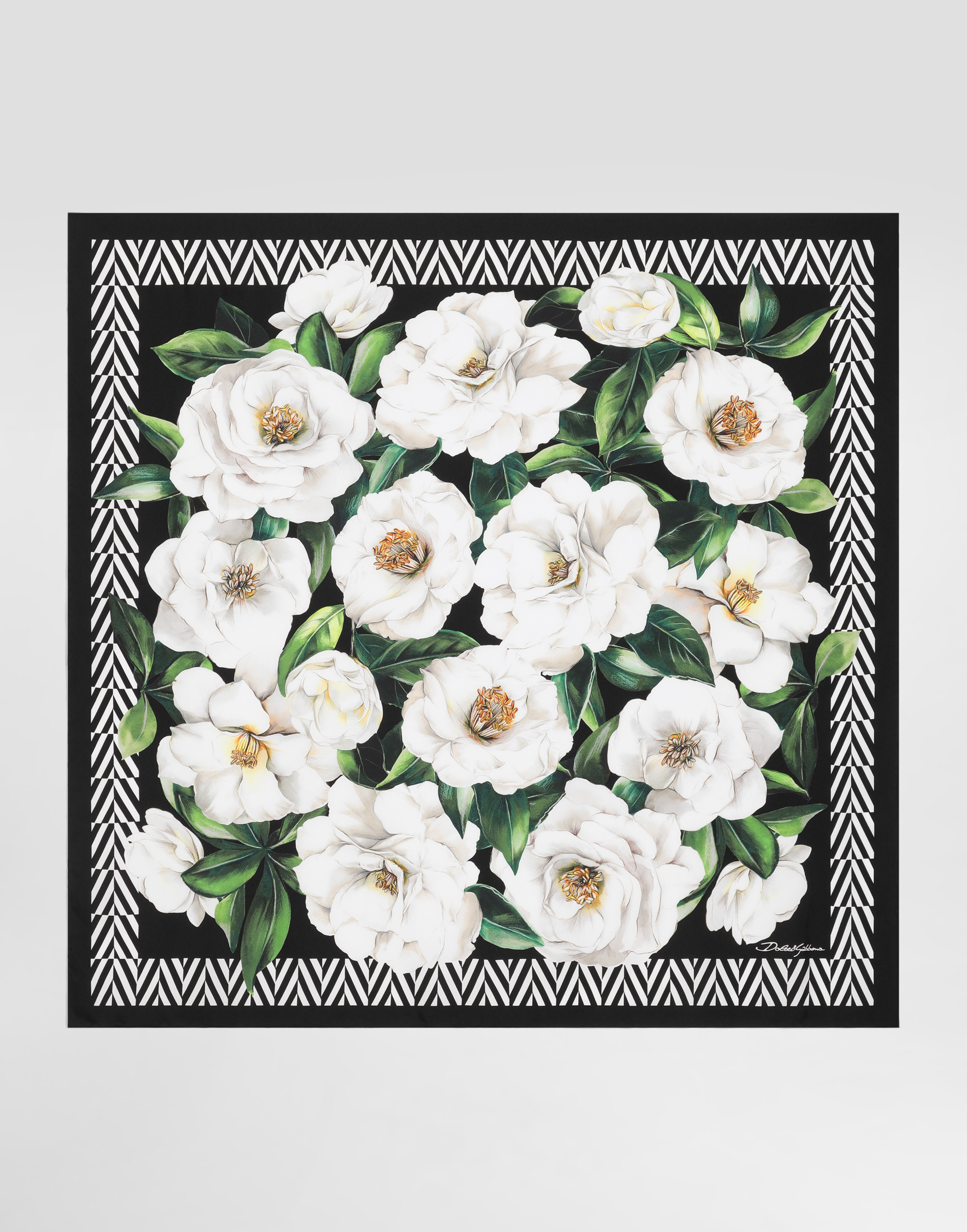 Dolce & Gabbana Gardenia-print Silk Twill Foulard (90x90) - Woman Scarves And Silks Print Onesize