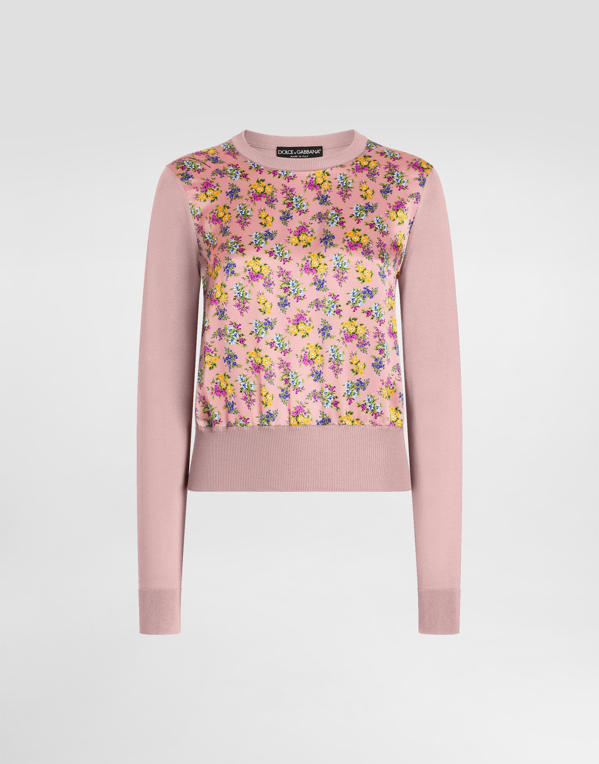 Small floral-print silk satin pullover in Multicolor for Women
