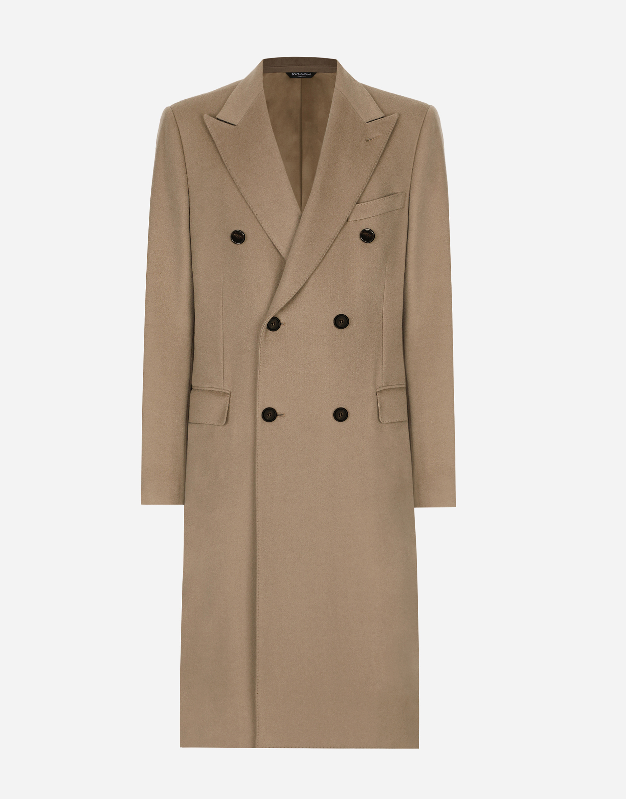 Dolce & Gabbana Double-breasted Cashmere Coat - Man Coats And Jackets Beige