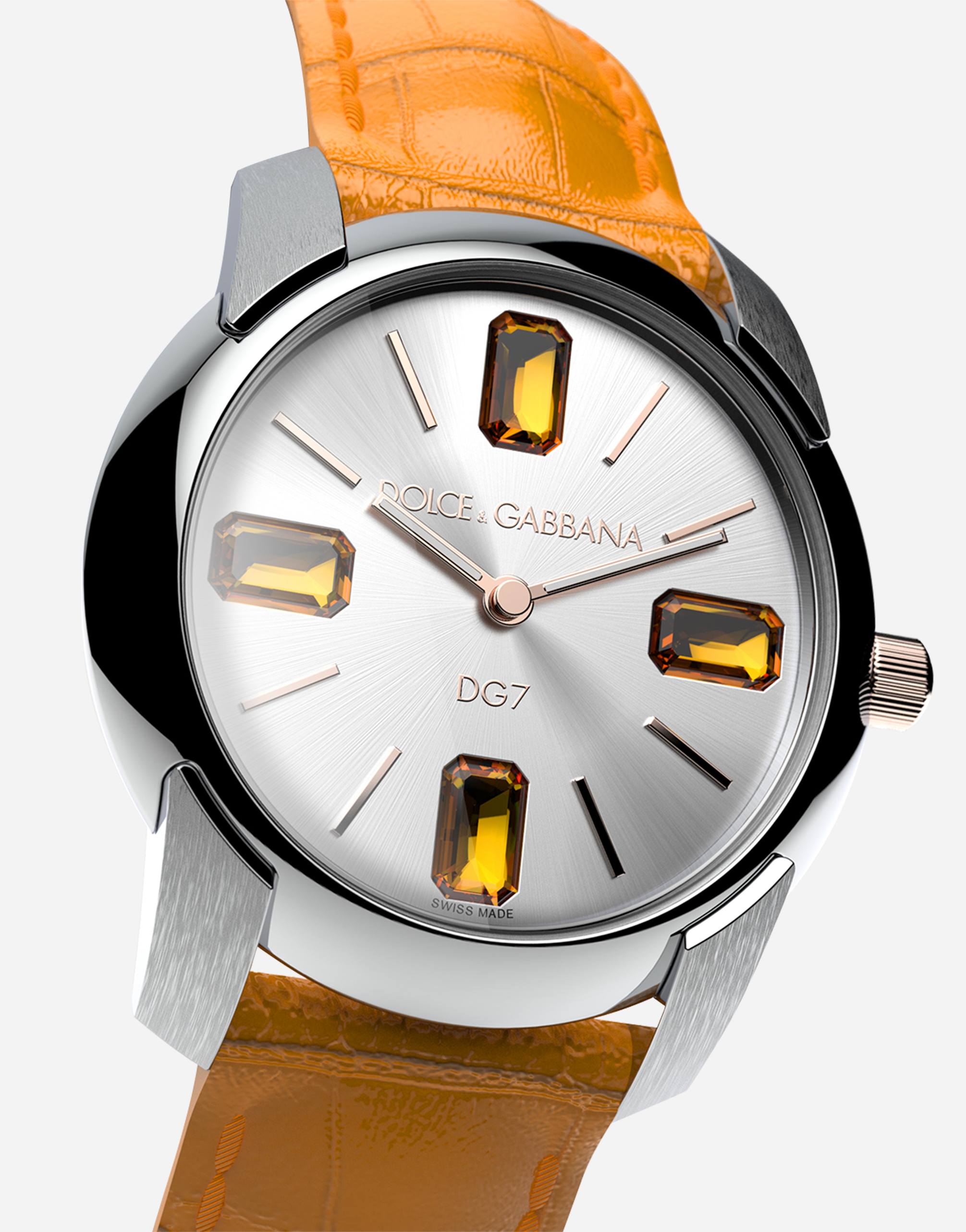 Shop Dolce & Gabbana Watch With Alligator Strap In Orange