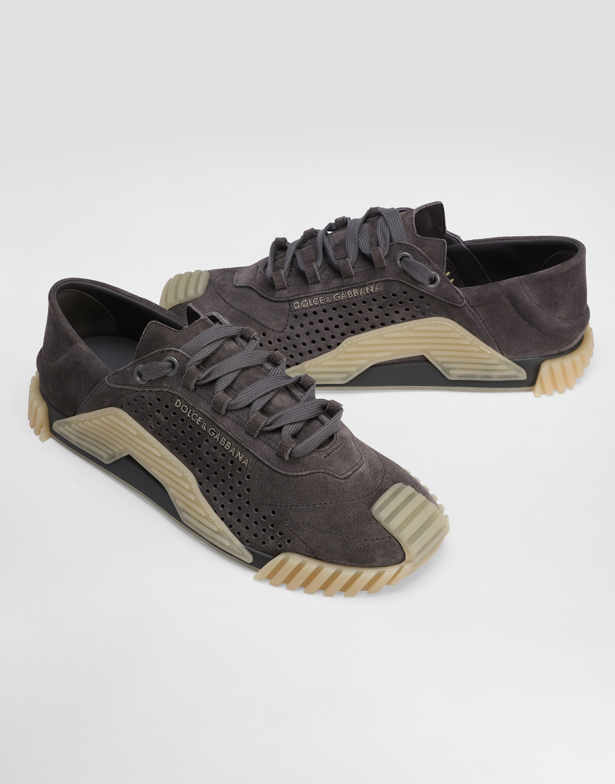 Dolce & Gabbana Ns1 Suede Sneakers Lead Grey Color In Grigio
