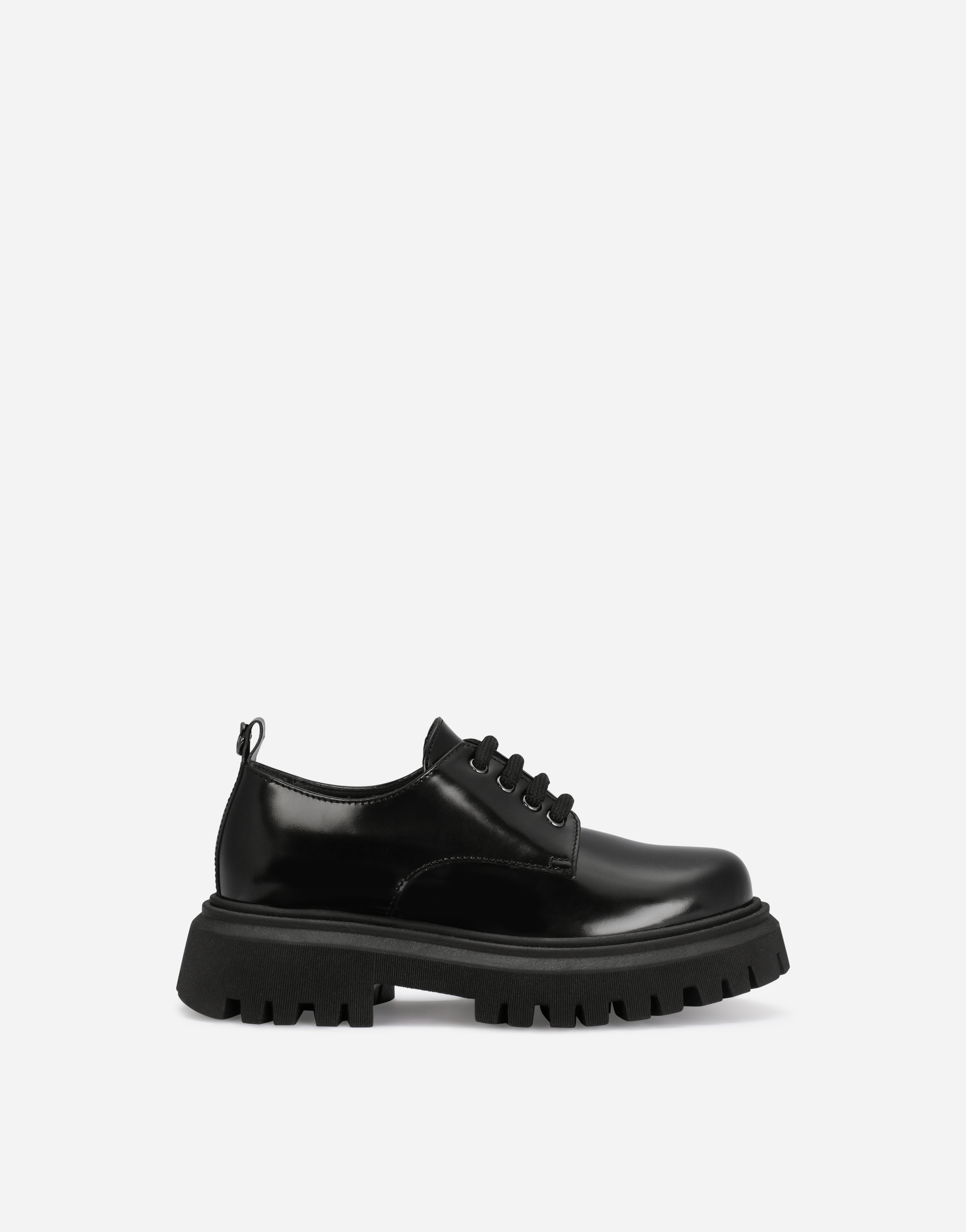 Dolce & Gabbana Kids' Brushed Calfskin Derby Shoes In Black