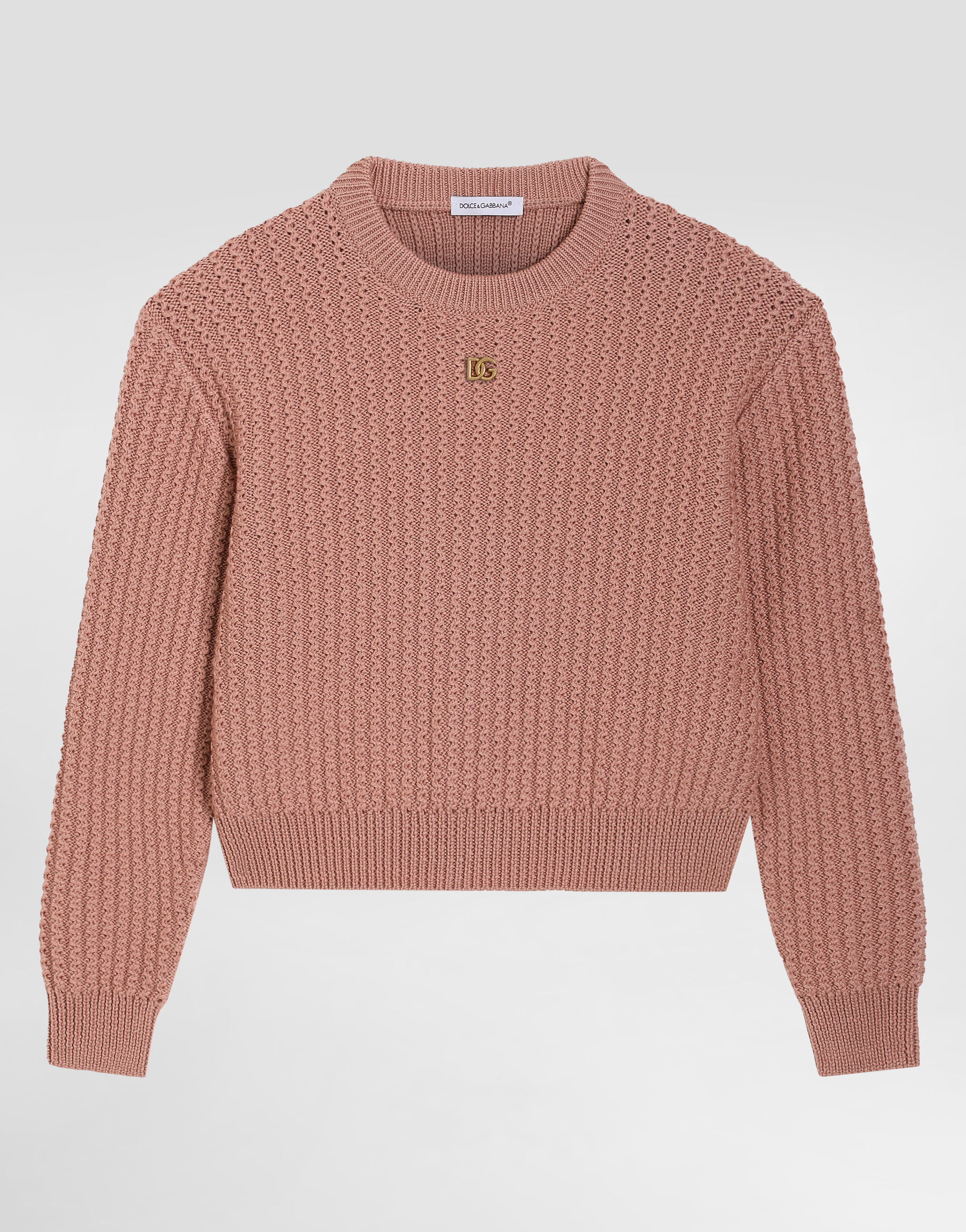 Dolce & Gabbana Cable-knit Wool Pullover In Pink