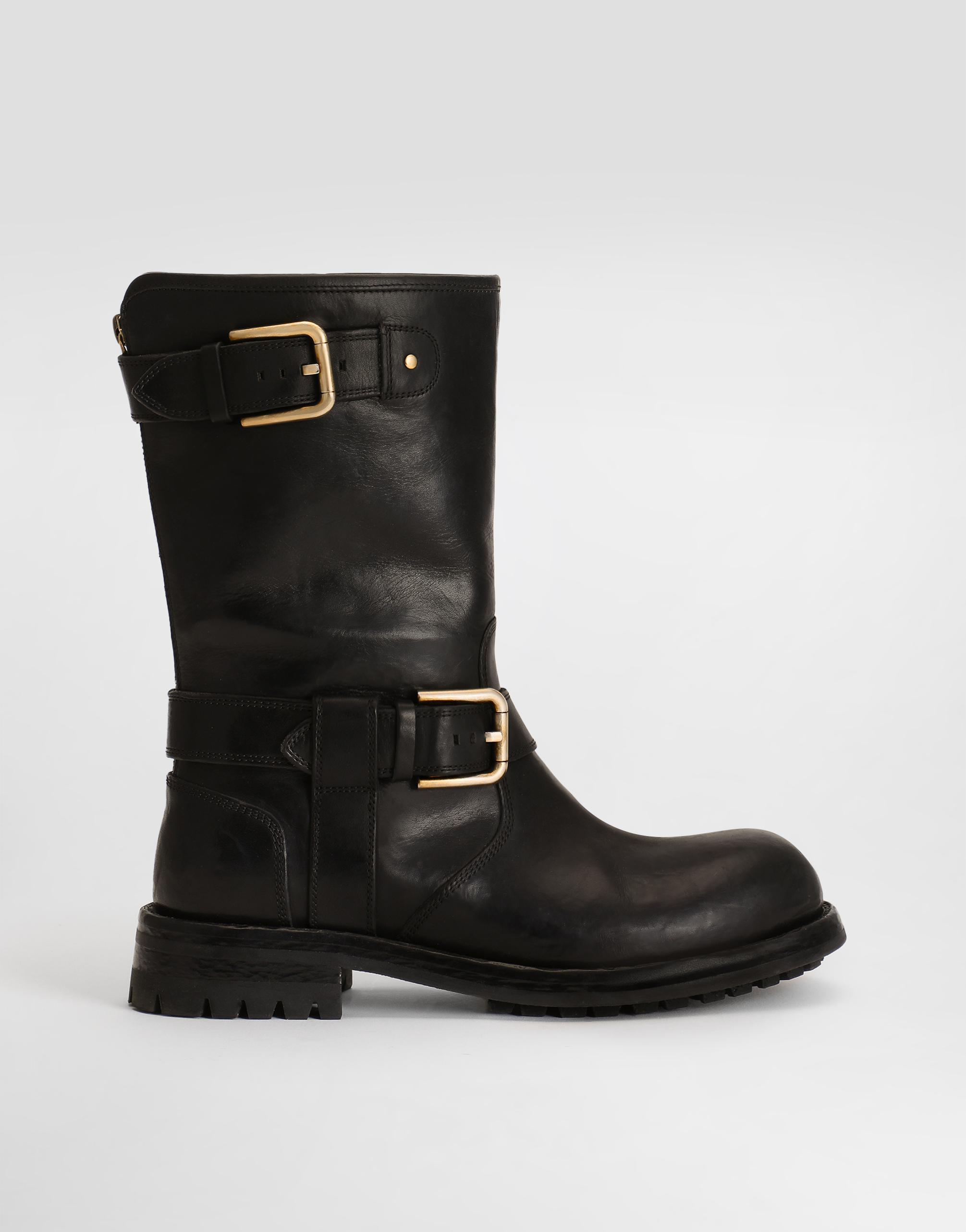 DOLCE & GABBANA エンジニアブーツ 黒 Calfskin biker boots in Black for Women | Dolce&Gabbana® US