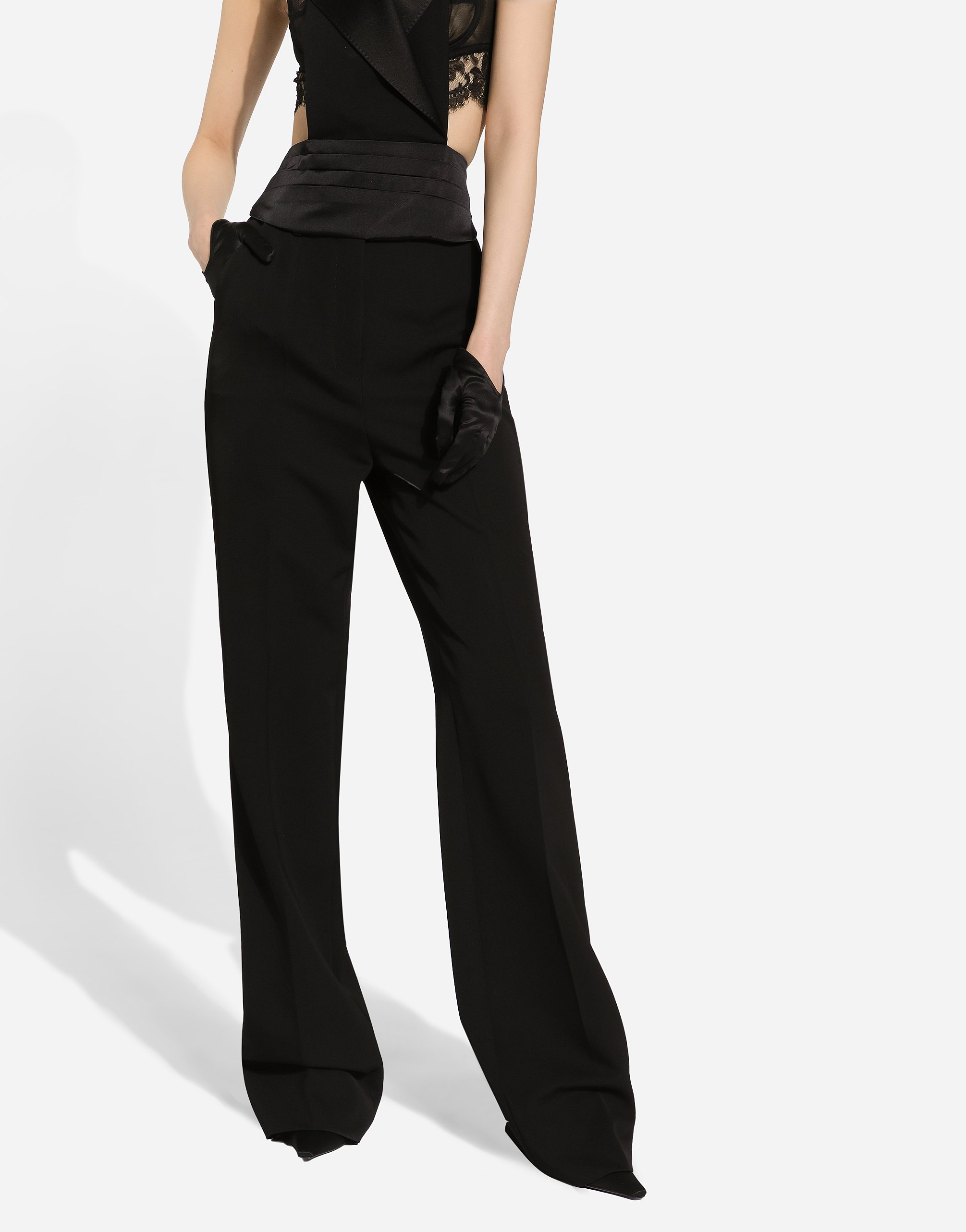 Dolce & Gabbana High-waist Slim-fit Trousers In Black