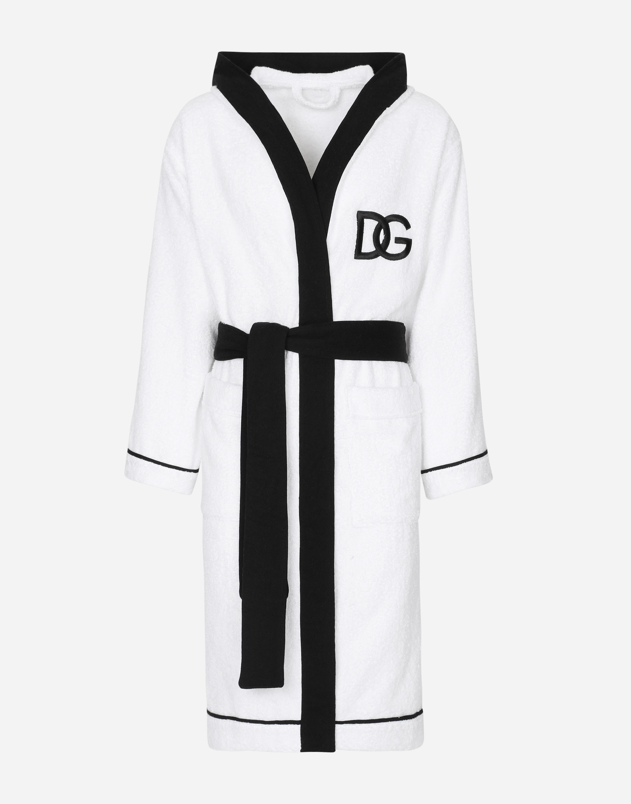 Dolce & Gabbana Terrry Cotton Bathrobe In Multicolor