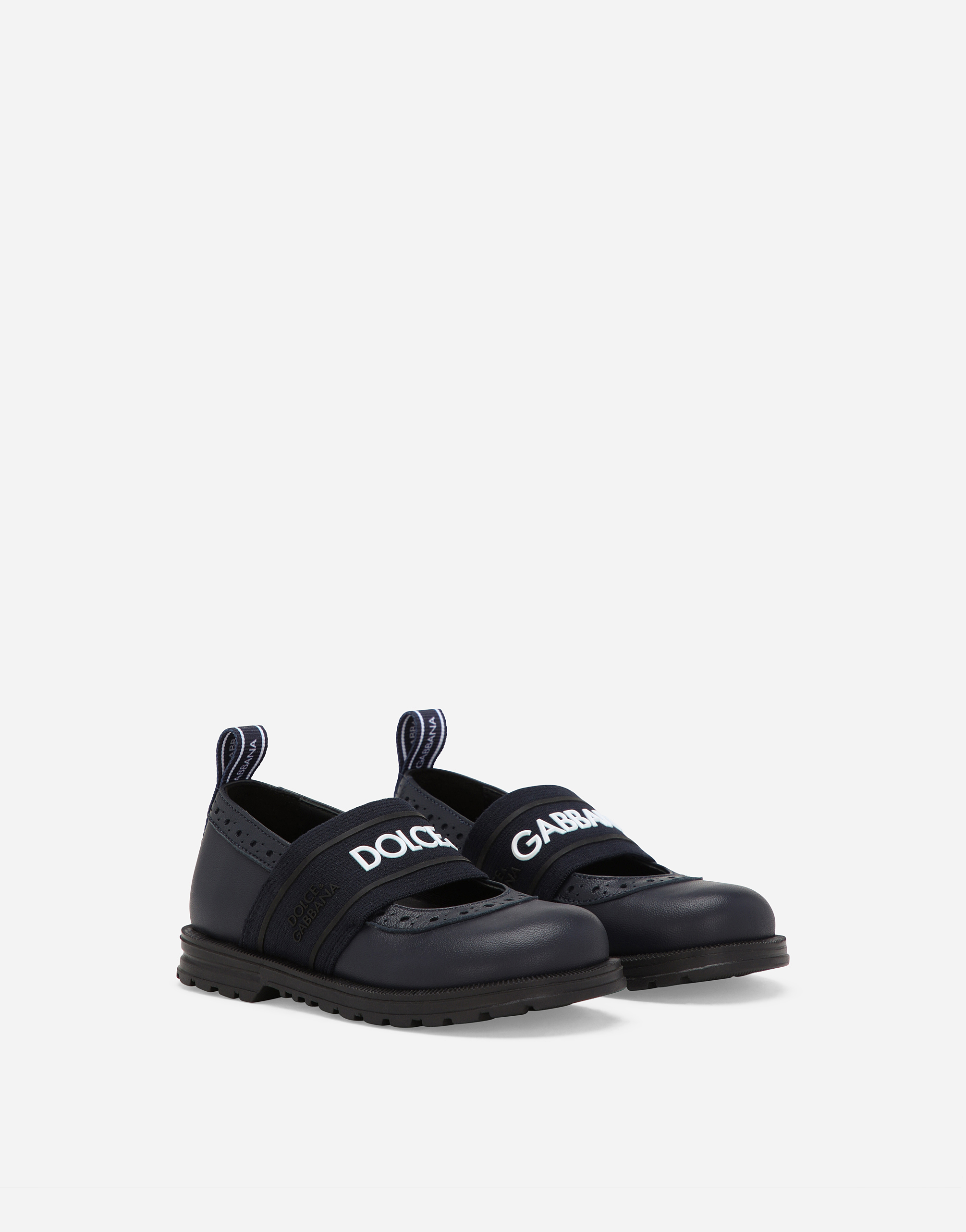 Calfskin nappa ballet flats with branded elastic