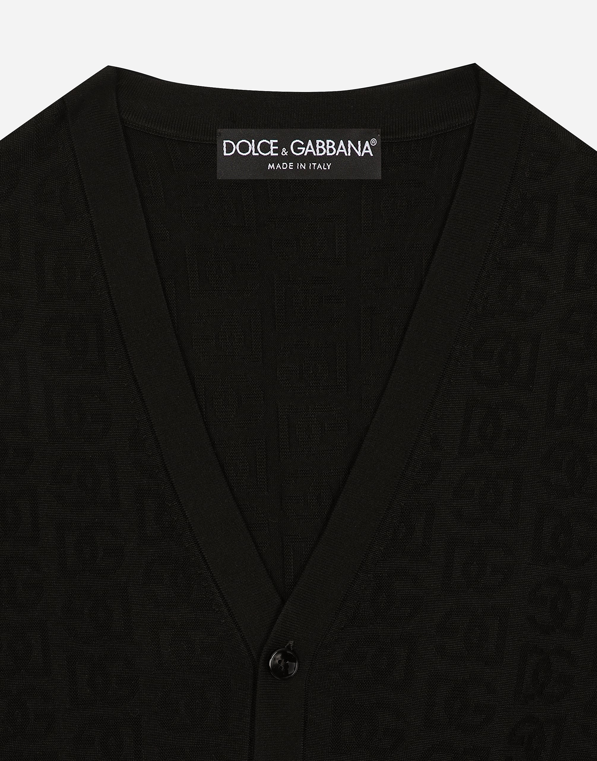  Dolce & Gabbana Dolce & Gabbana Silk Cardigan With Dg Logo - Man Sweaters And Cardigans Black 44 