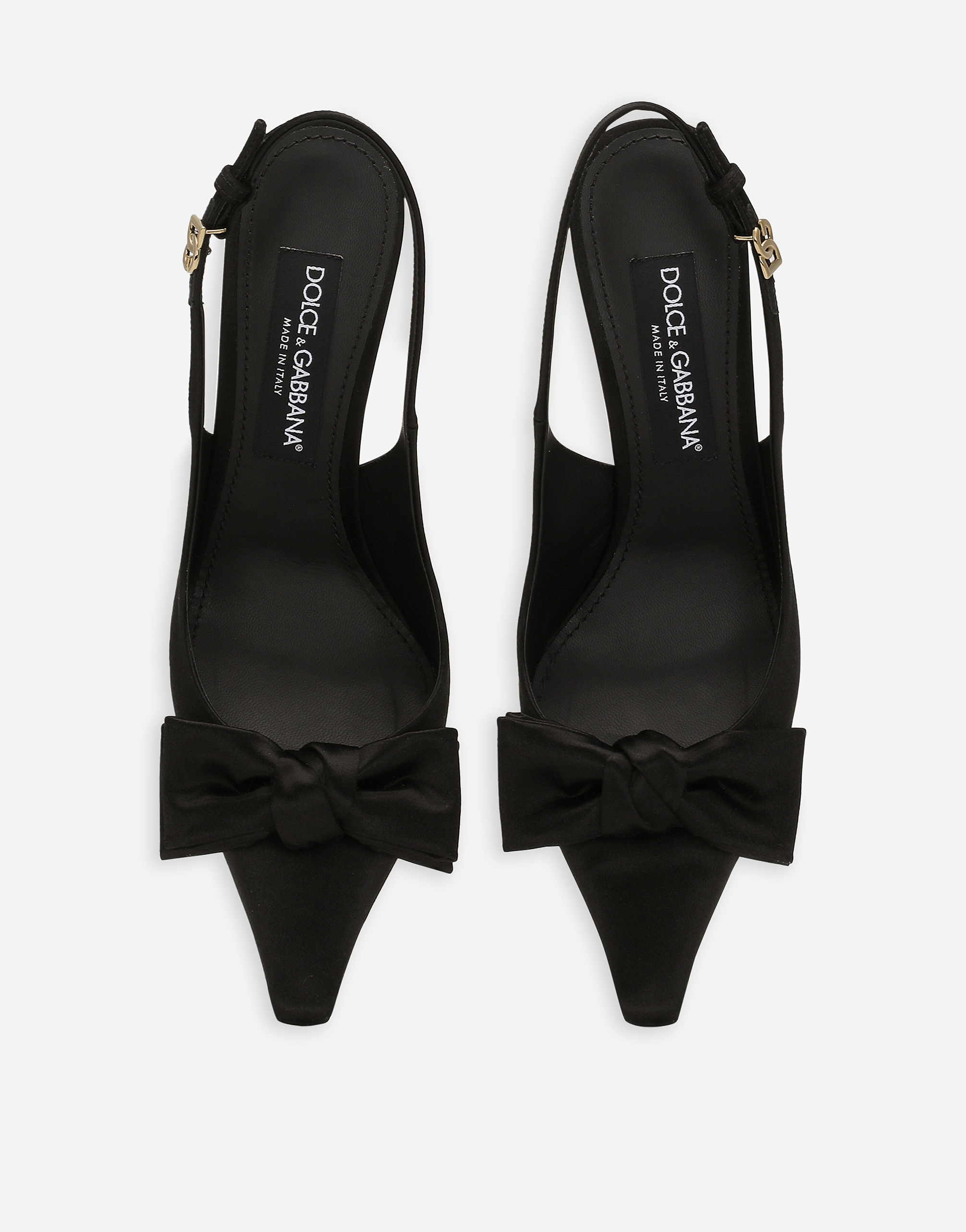 Dolce & Gabbana Mun 105 Satin Slingback Pumps With Bow In Black