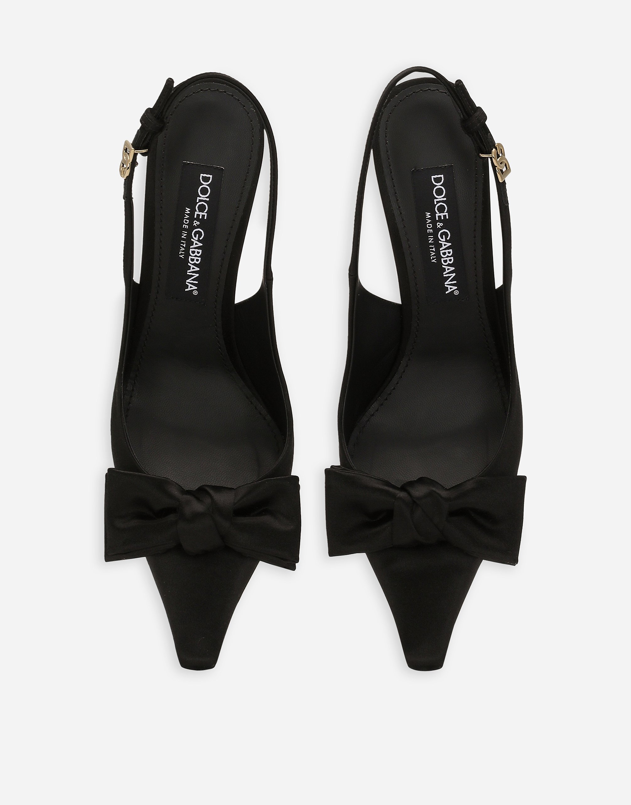 Dolce & Gabbana Mun 105 Satin Slingback Pumps With Bow In Black