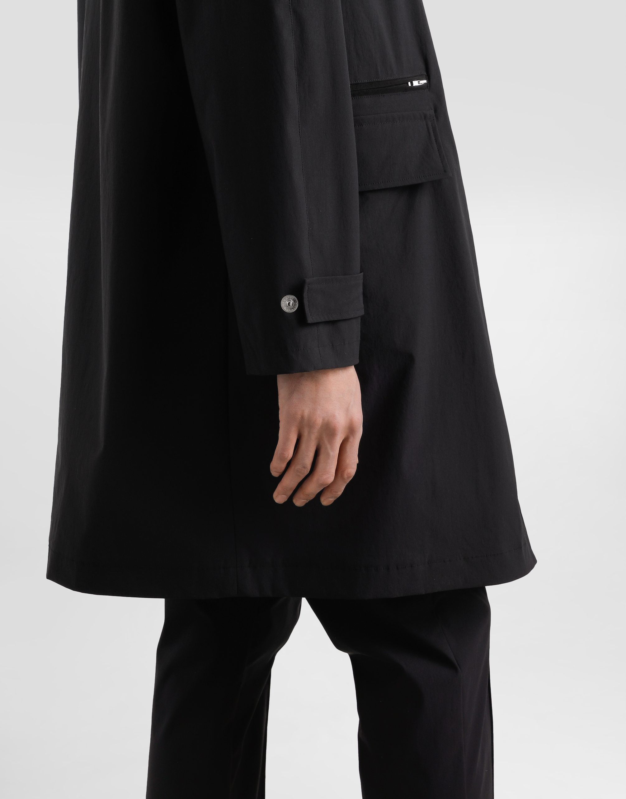 Nylon canvas single-breasted trench