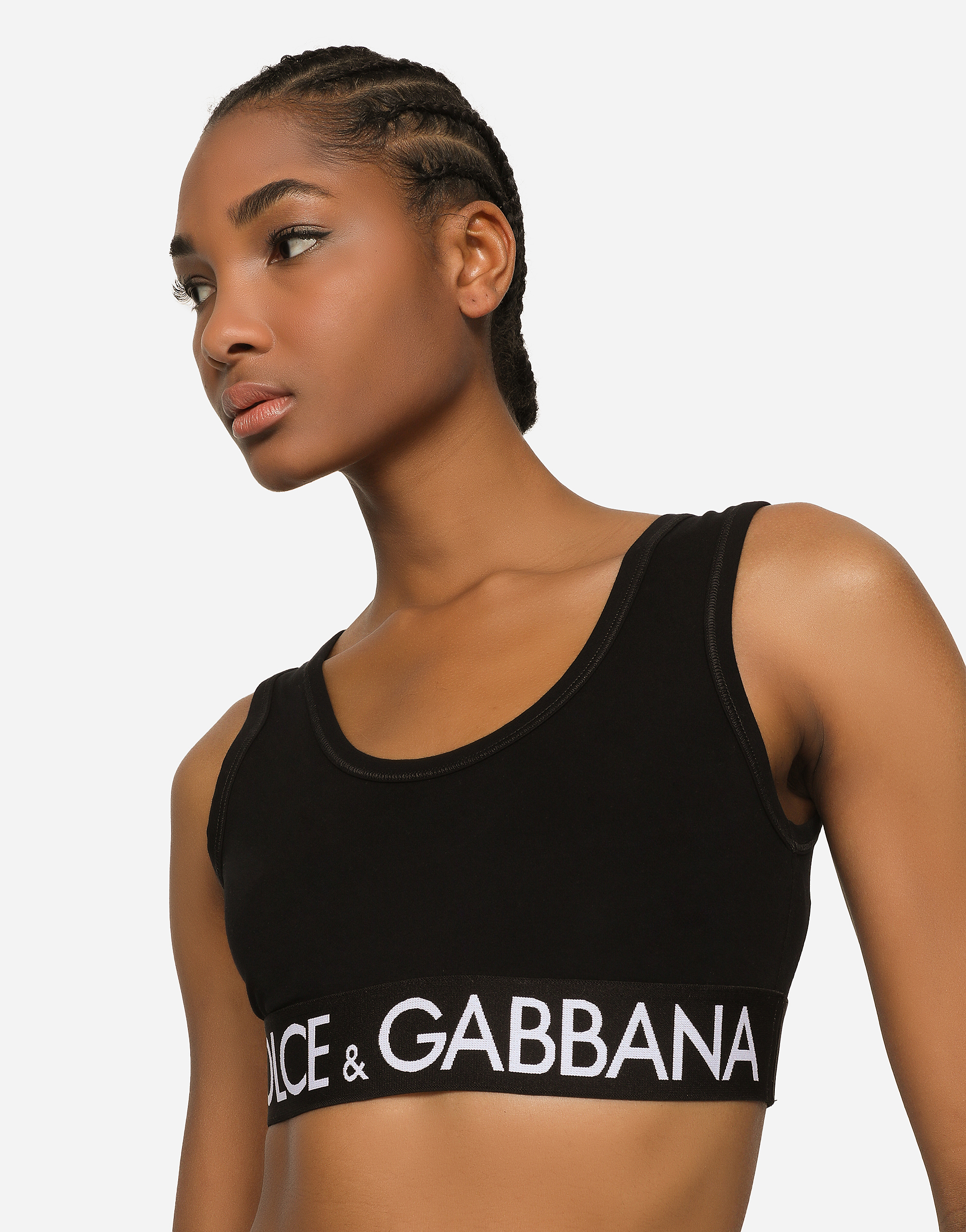 DOLCE & GABBANA JERSEY TOP WITH BRANDED ELASTIC