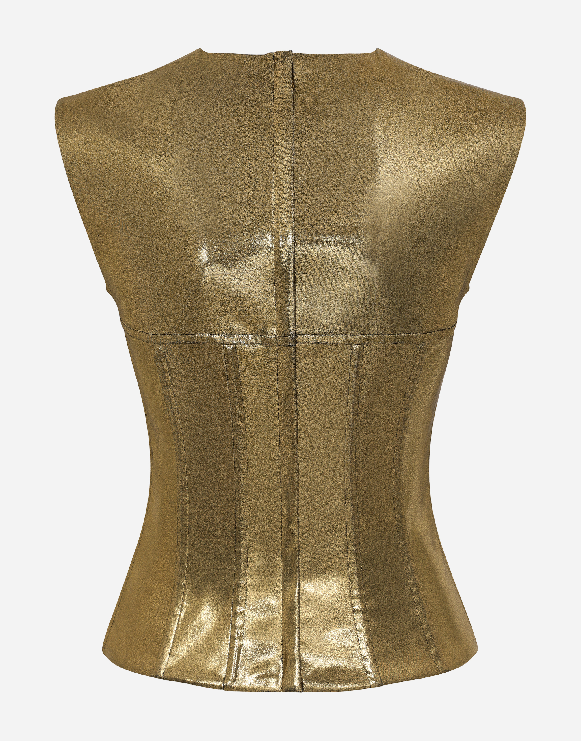 Shop Dolce & Gabbana Short Foiled Satin Corset Top In Gold