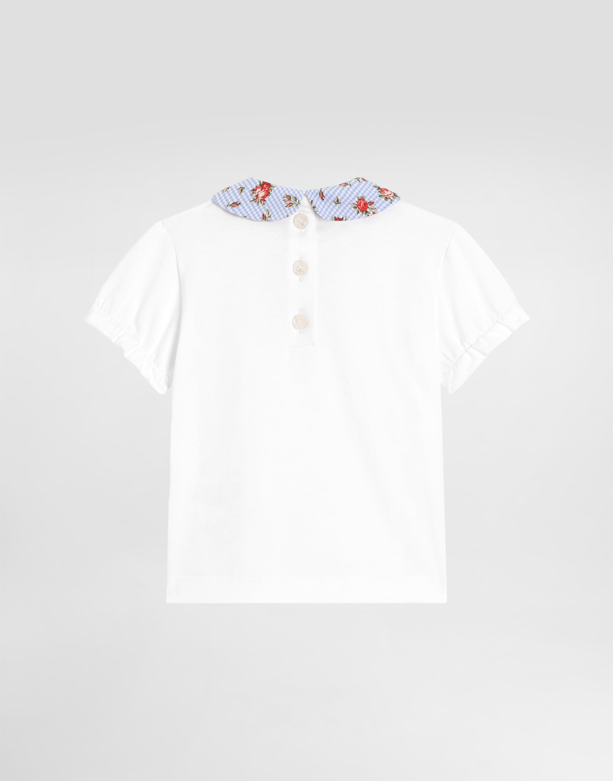  Dolce & Gabbana Jersey T-shirt With Printed Collar And Patch - Femme Manteaux Et Hauts Blanc 12/18 Months 