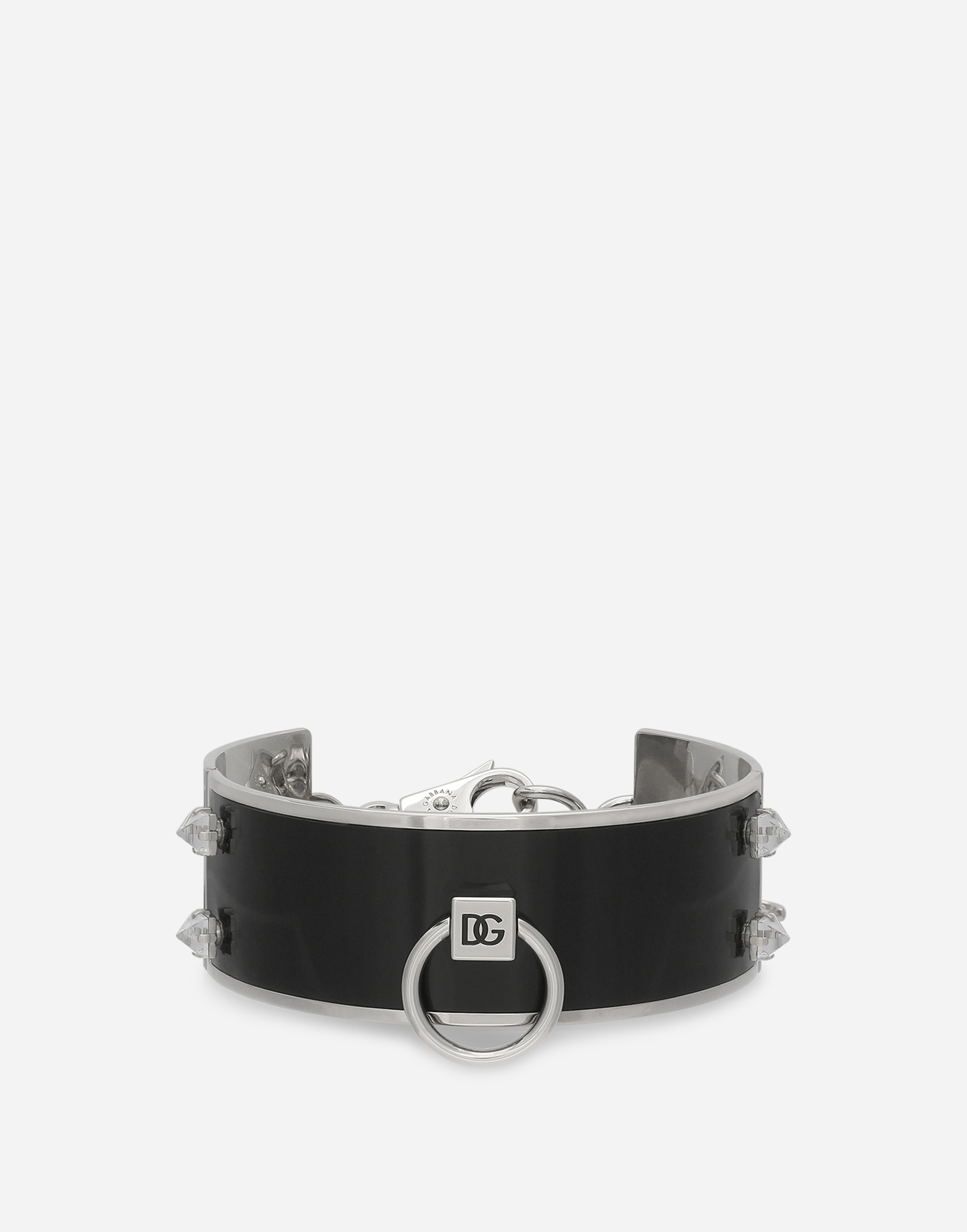 Leather and brass rigid choker in Silver for Women | Dolce&Gabbana® US