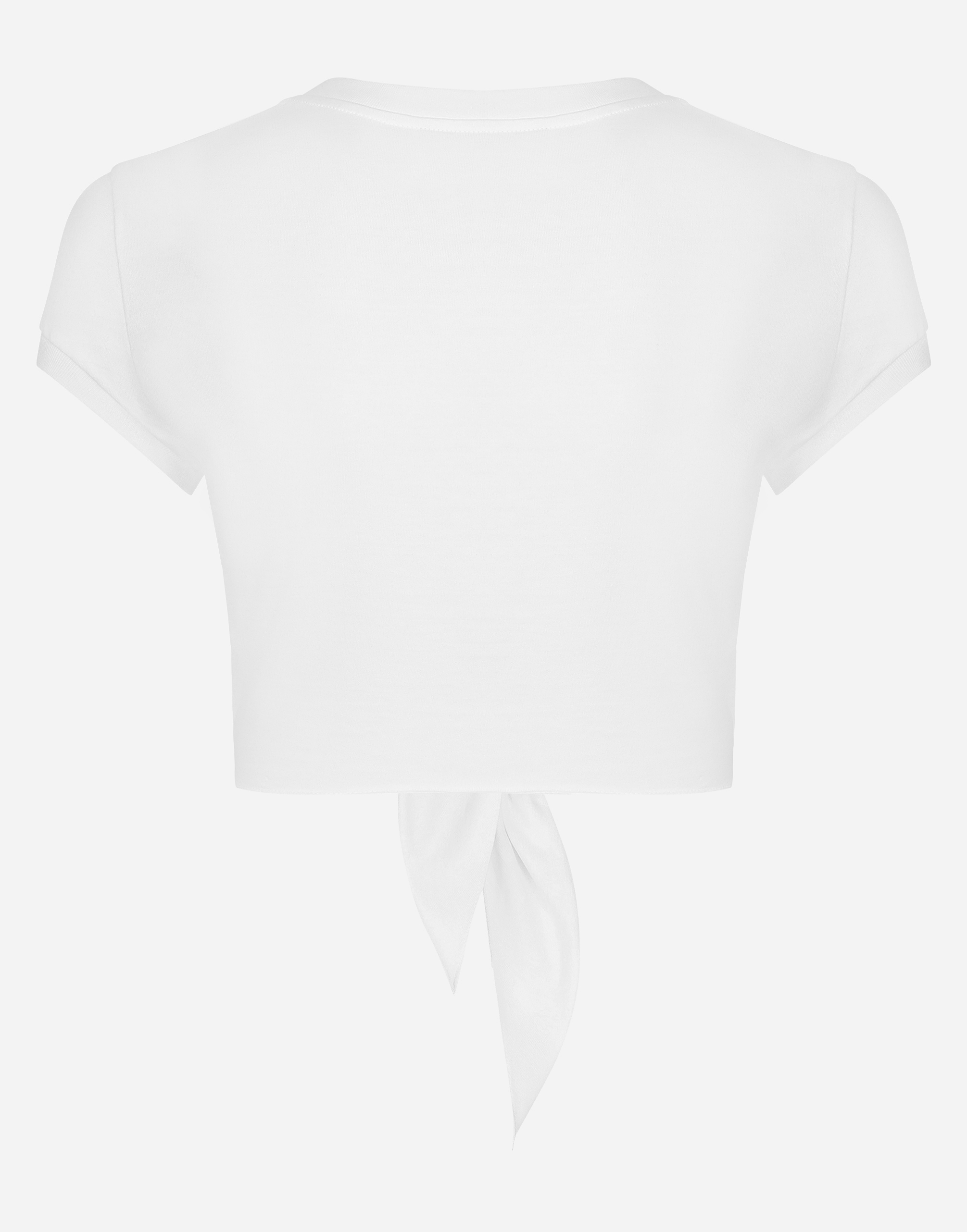 Dolce & Gabbana Jersey T-shirt With Dg Logo And Knot Detail In White