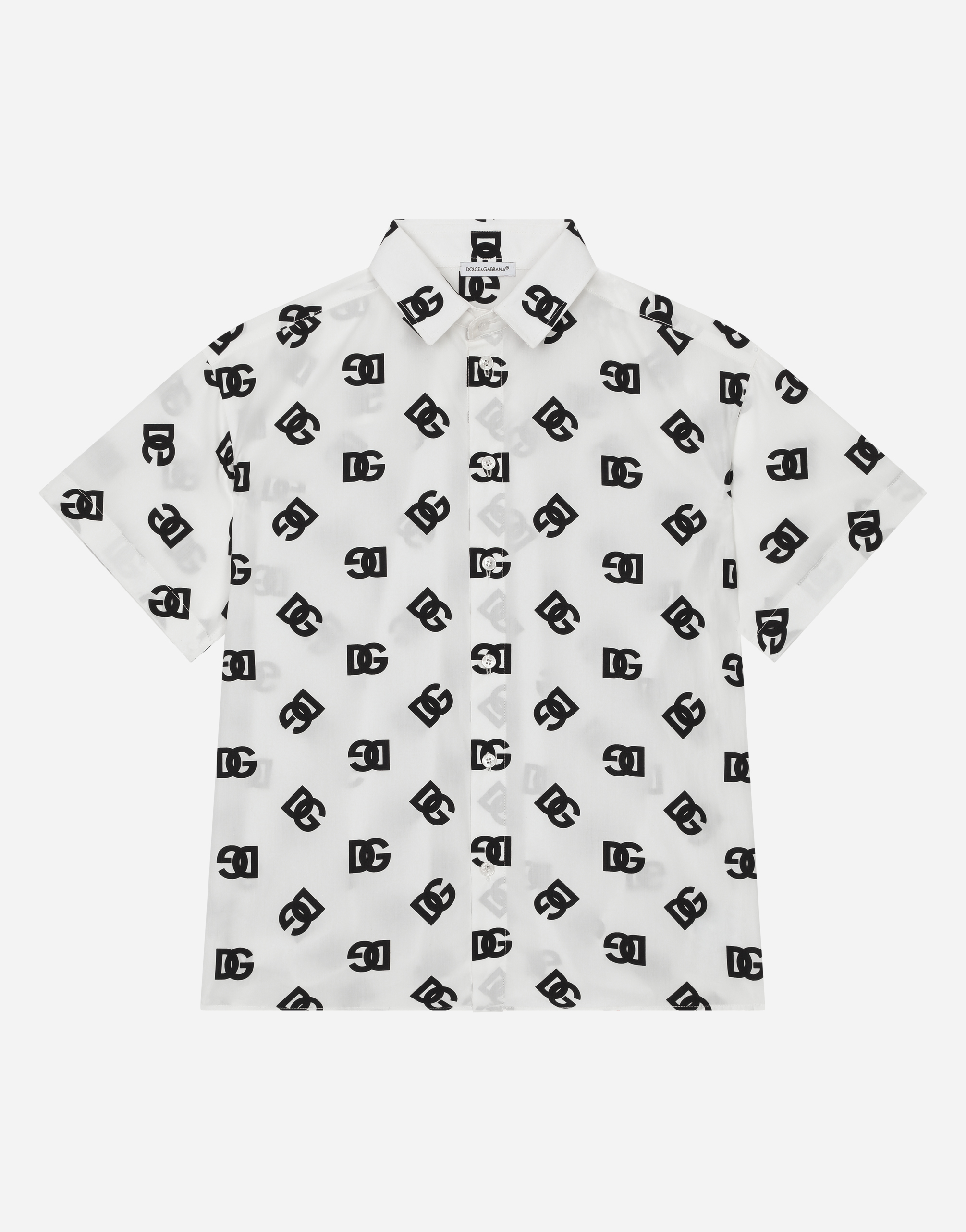 Dolce & Gabbana Poplin Shirt With Dg Logo Print In Multicolor