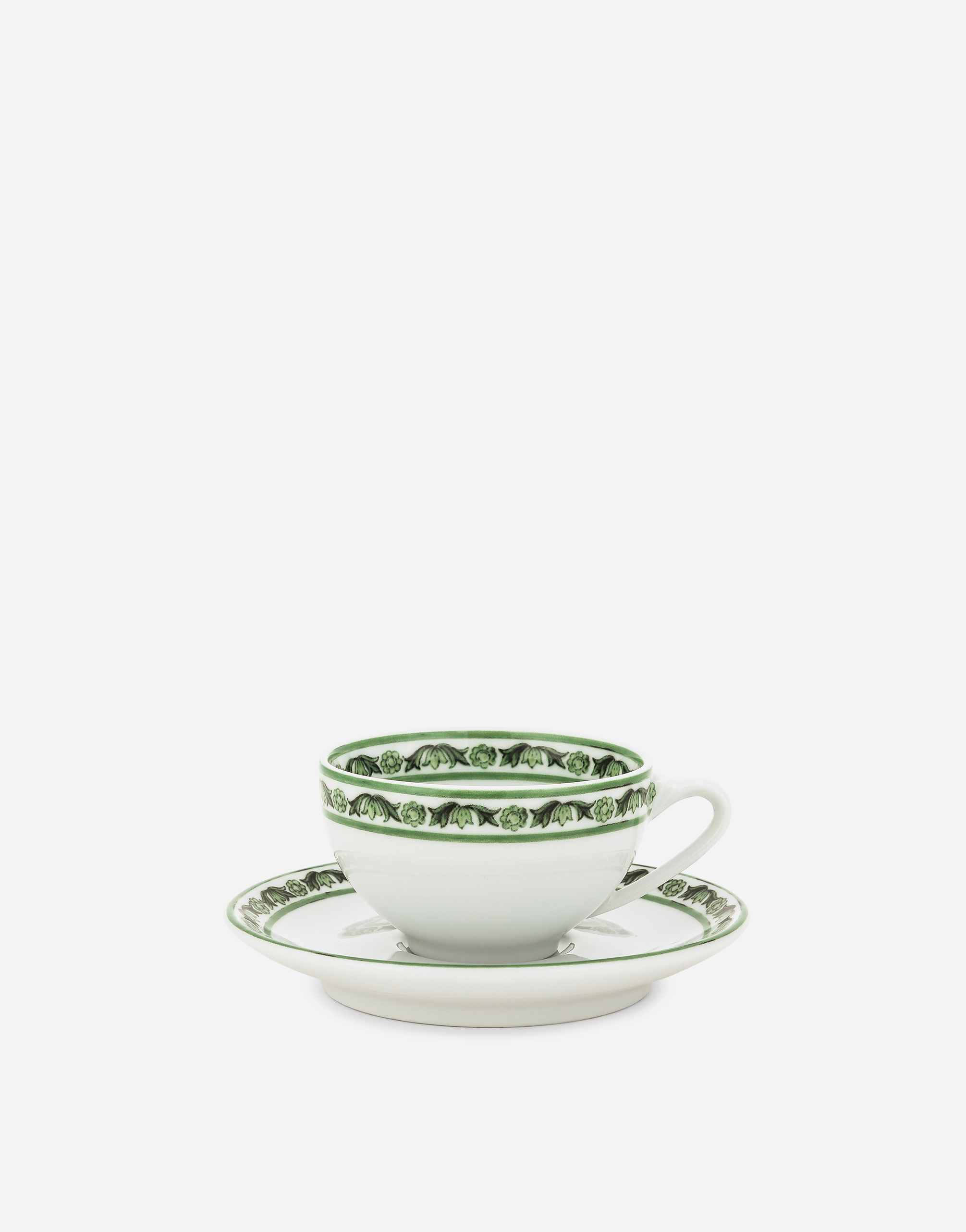 Dolce & Gabbana Set 2 Porcelain Espresso Cups With Saucers In Multicolor