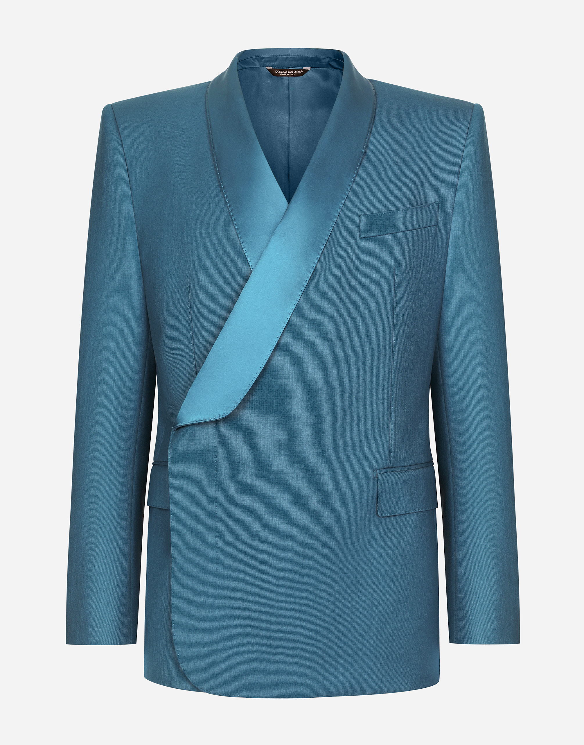 Dolce & Gabbana Double-breasted Wool Sicilia-fit Tuxedo Jacket In Medium Petrol Blue