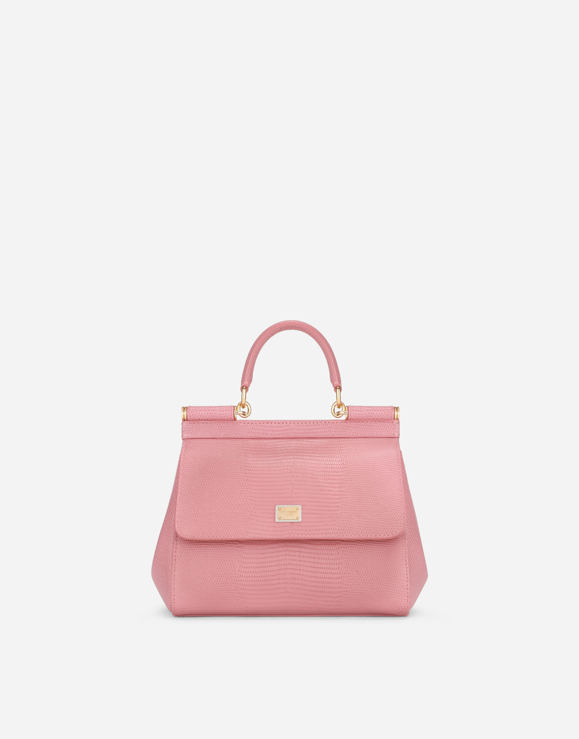 Dolce & Gabbana Small Iguana-print Calfskin Sicily Bag In Pink