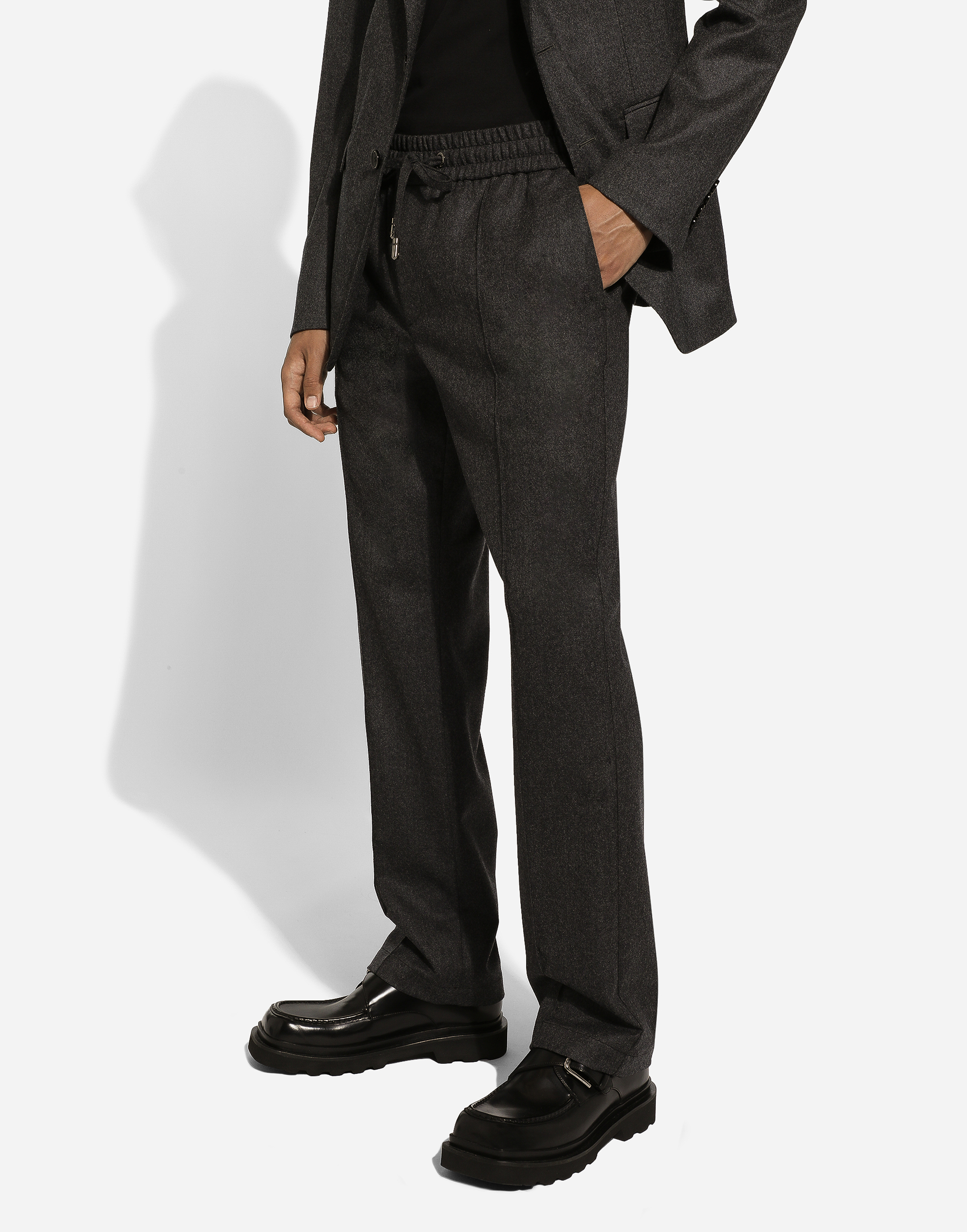 Dolce & Gabbana Straight Leg Trousers Crease Detailing Pockets In Grey