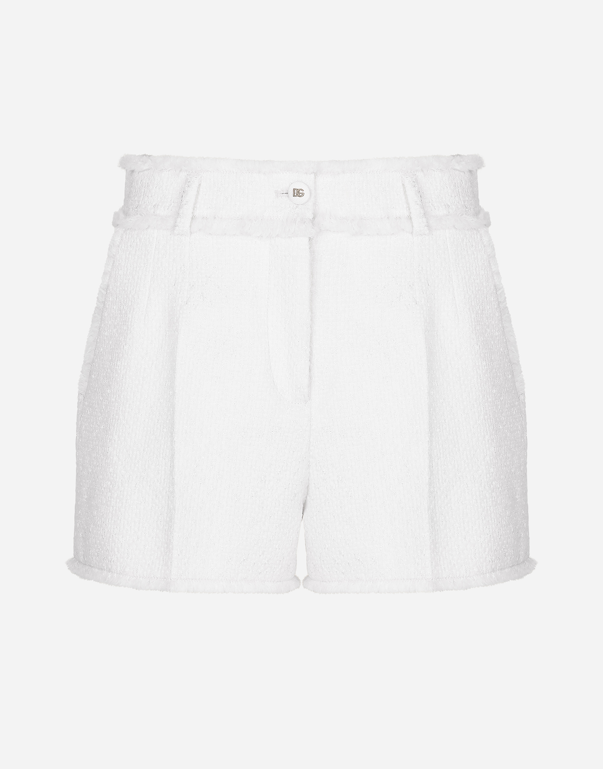 Dolce & Gabbana Raschel Tweed Shorts - Woman Pants And Shorts White