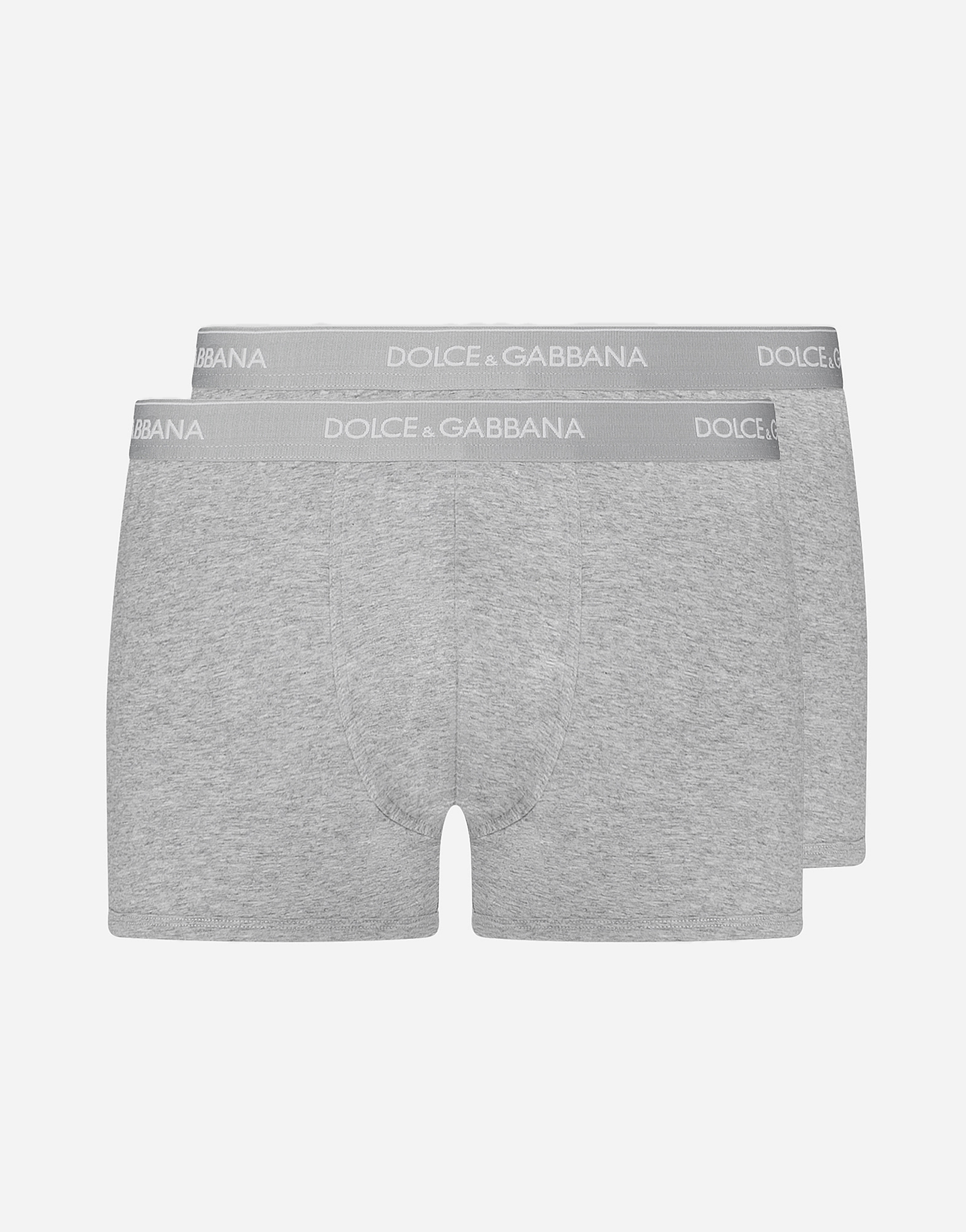 Dolce & Gabbana Stretch Cotton Boxers Two-pack - Man Underwear And Loungewear Gray Cotton