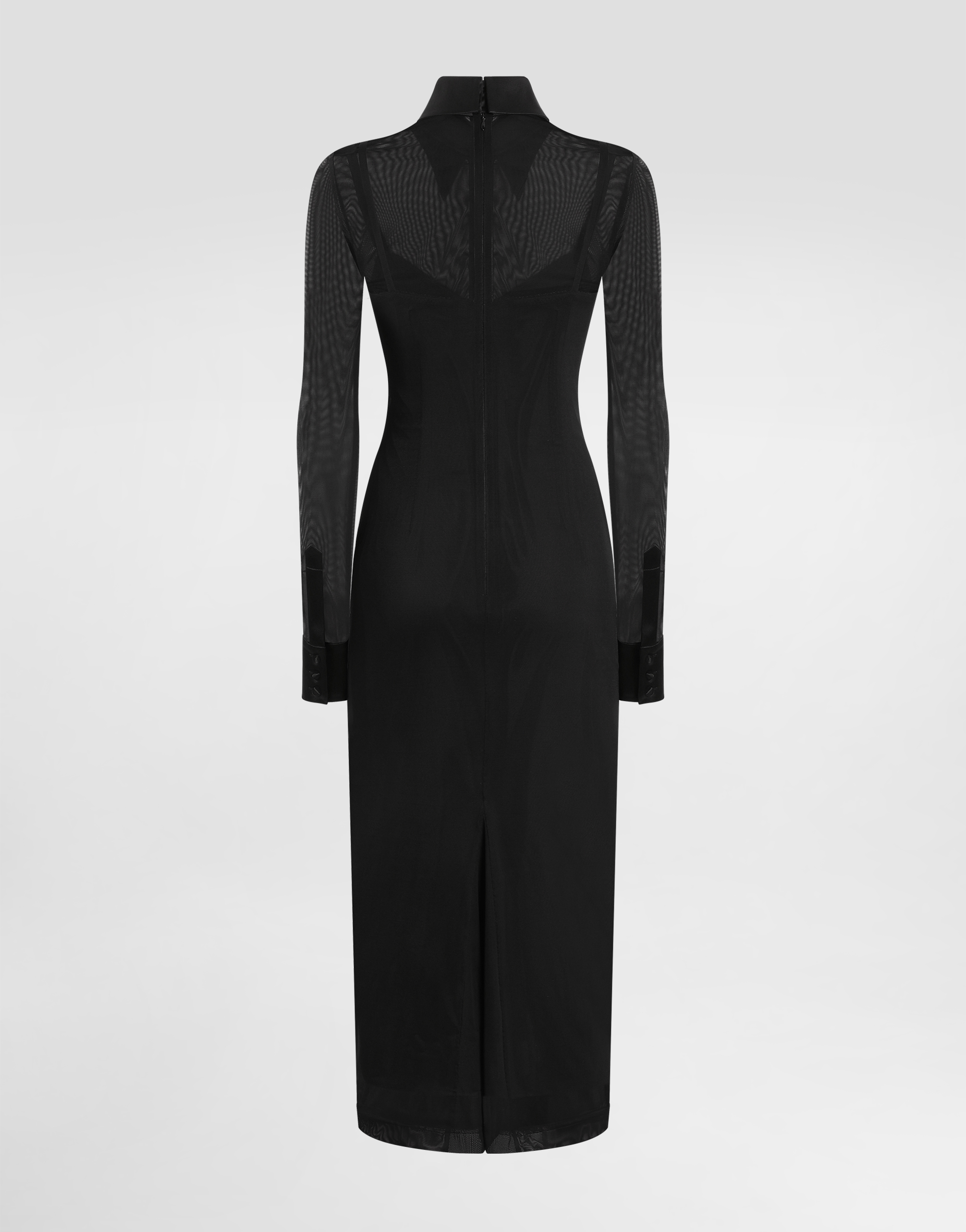 Tulle shirt dress with satin details