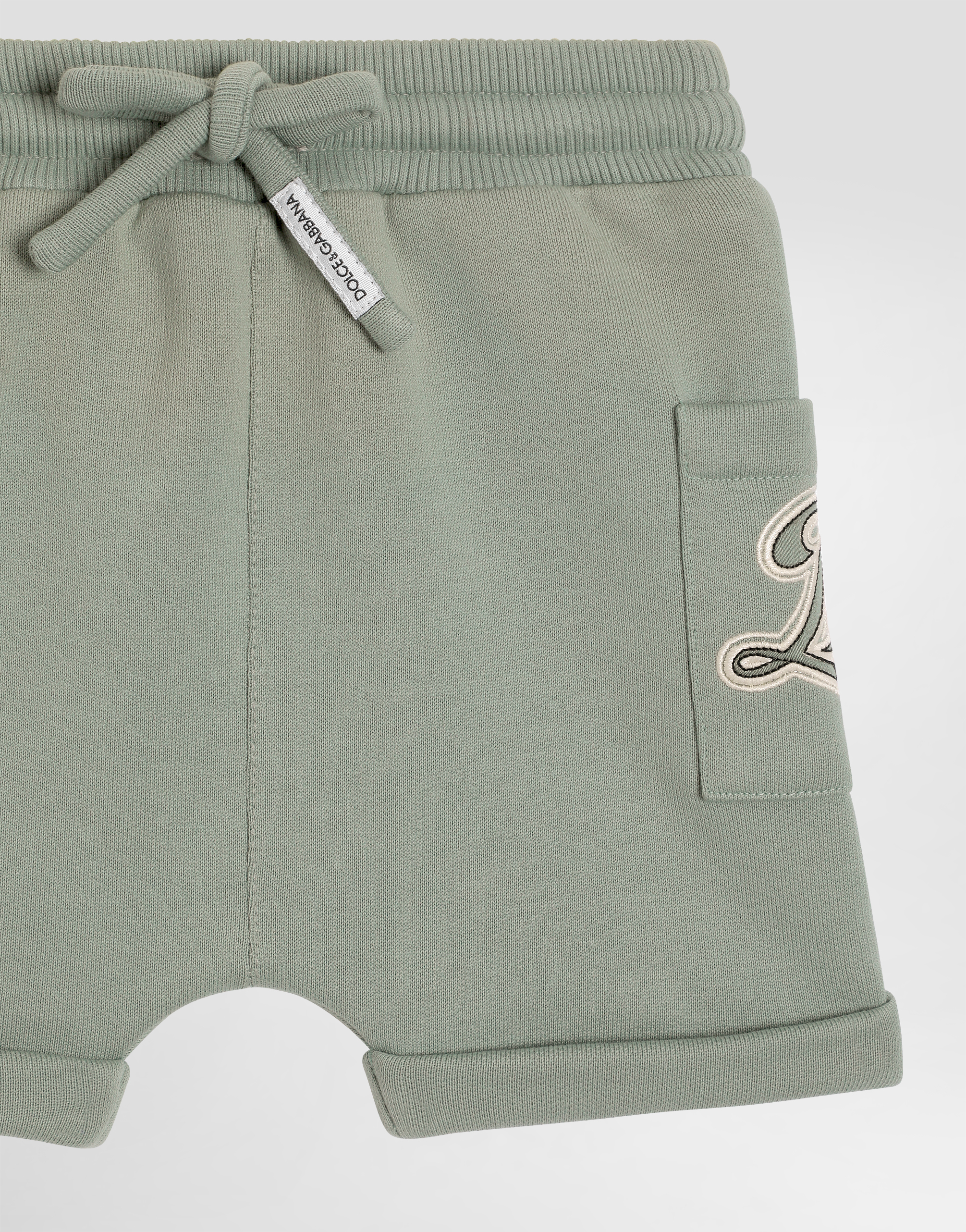  Dolce & Gabbana Dolce & Gabbana Fleece Bermuda Shorts With Dg Embroidery - Man Trousers And Shorts Green 24/30 Months 