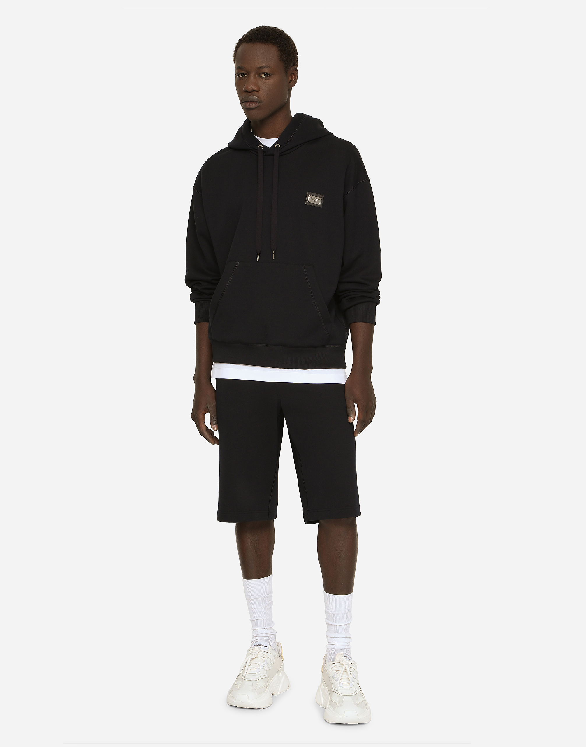  Dolce & Gabbana Bermuda De Jogging En Jersey Avec Plaquette à Logo - Hombre Pantalones Largos Y Cortos Azul Algod�n 44 