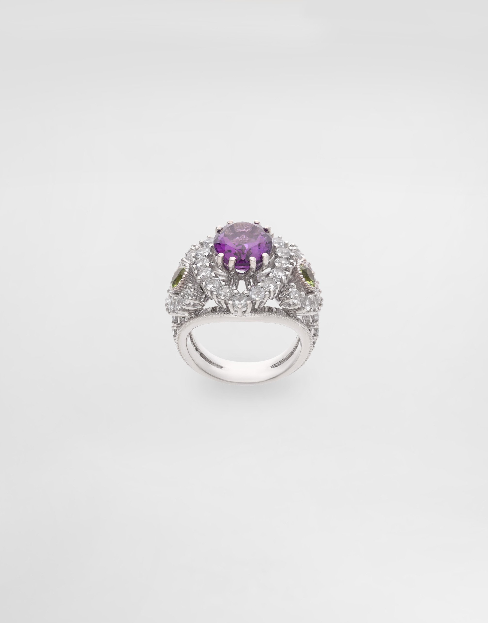 Dolce & Gabbana Eleganza Ring 18-carat White Gold, Amethyst, Peridots, And Sapphires
