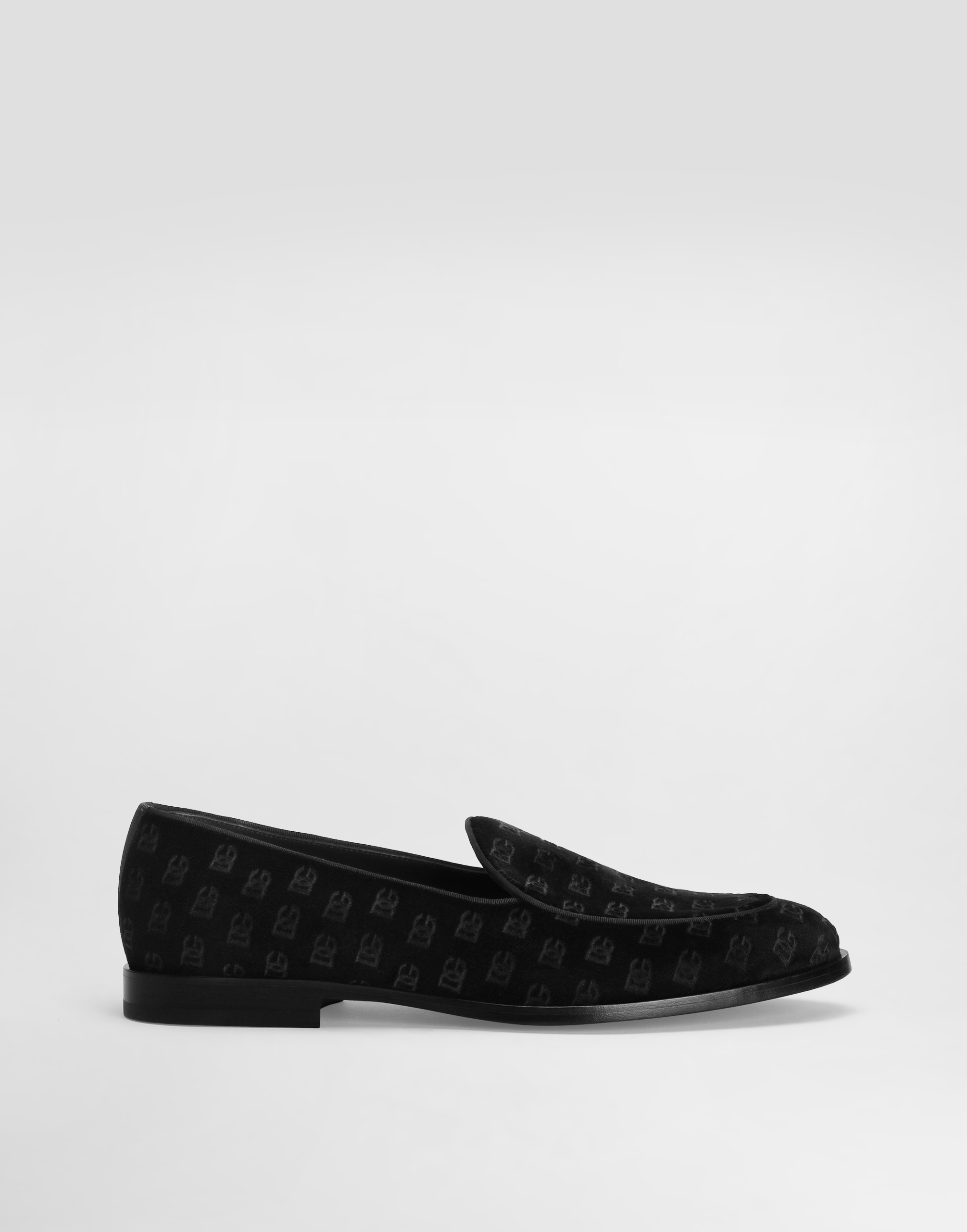 Dolce & Gabbana 'vivaldi' Black Loafers With All-over Logo Lettering In Black