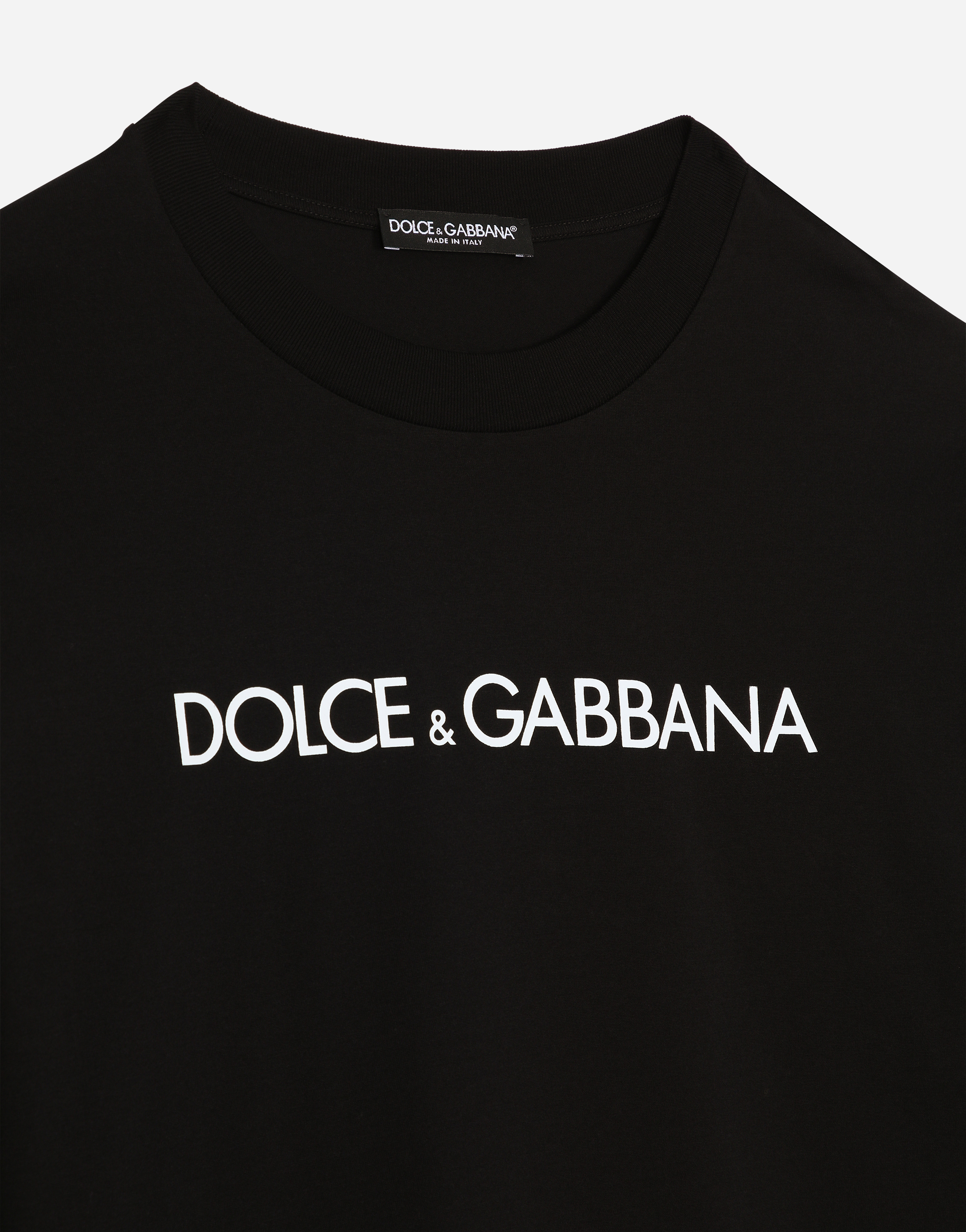 Short-sleeved cotton T-shirt with Dolce&Gabbana lettering