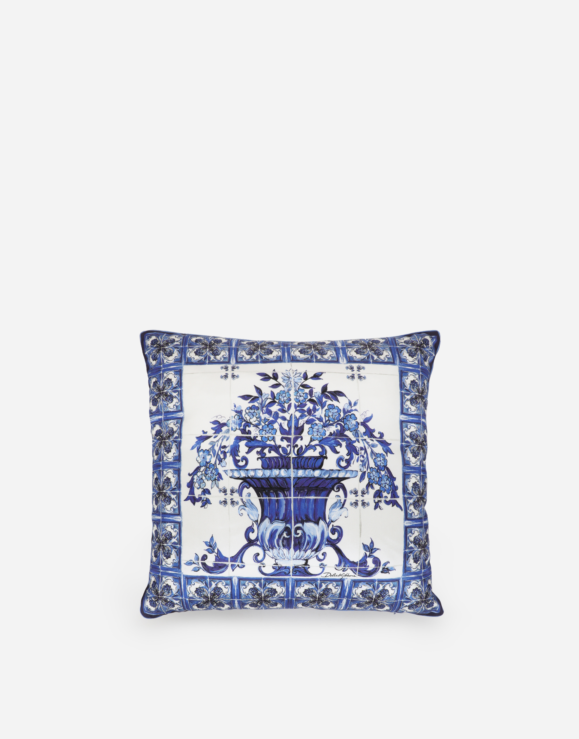 Dolce & Gabbana Silk Twill Cushion Small In Multicolor