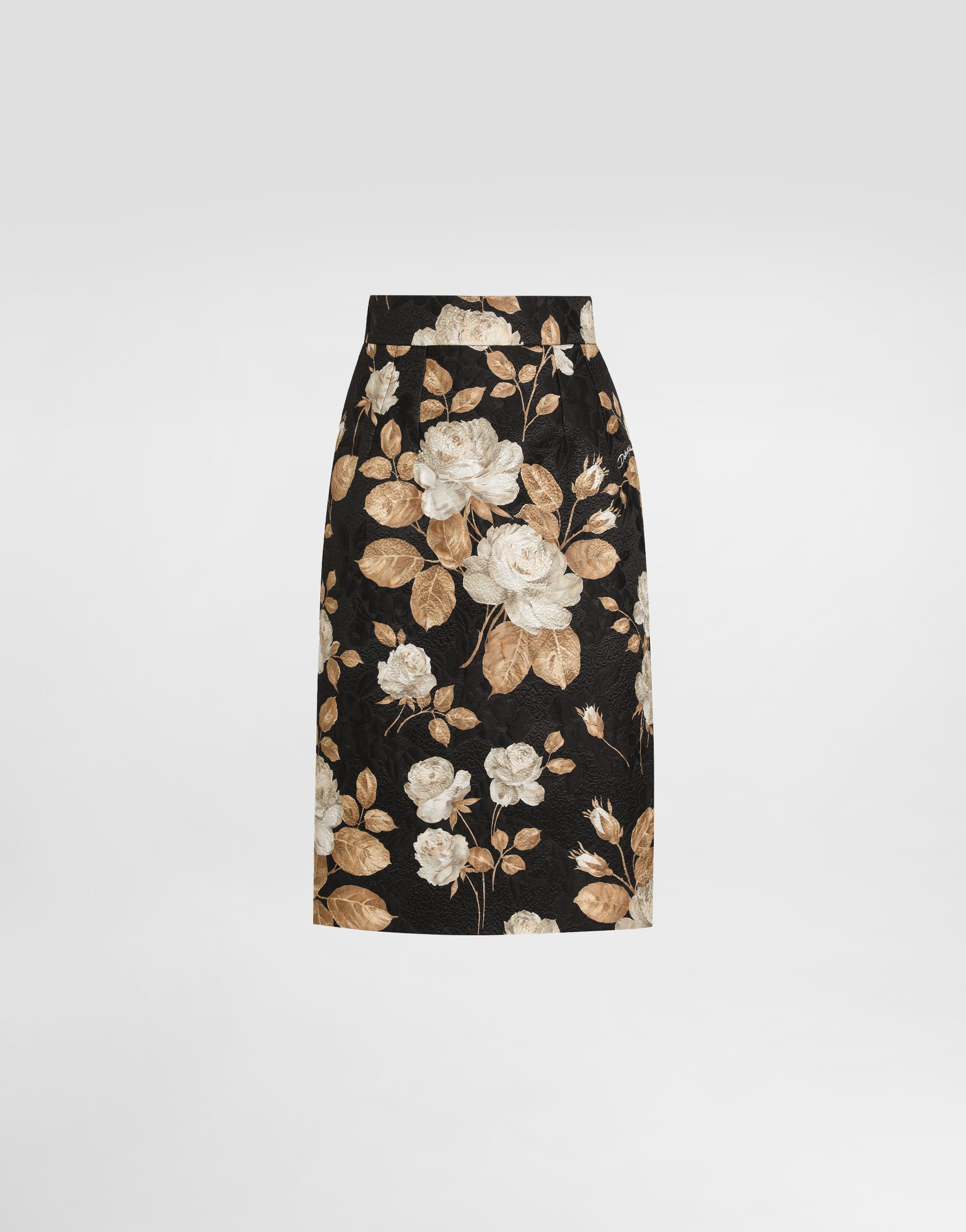 Dolce & Gabbana Multicolour Jacquard Floral Skirt In Animal Print