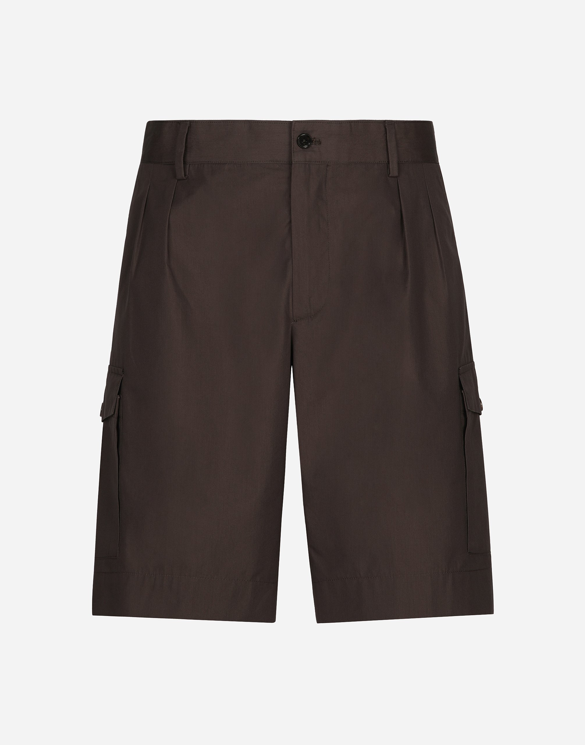 Dolce & Gabbana Poplin Shorts With Side Pockets - Man Pants And Shorts Brown Cotton