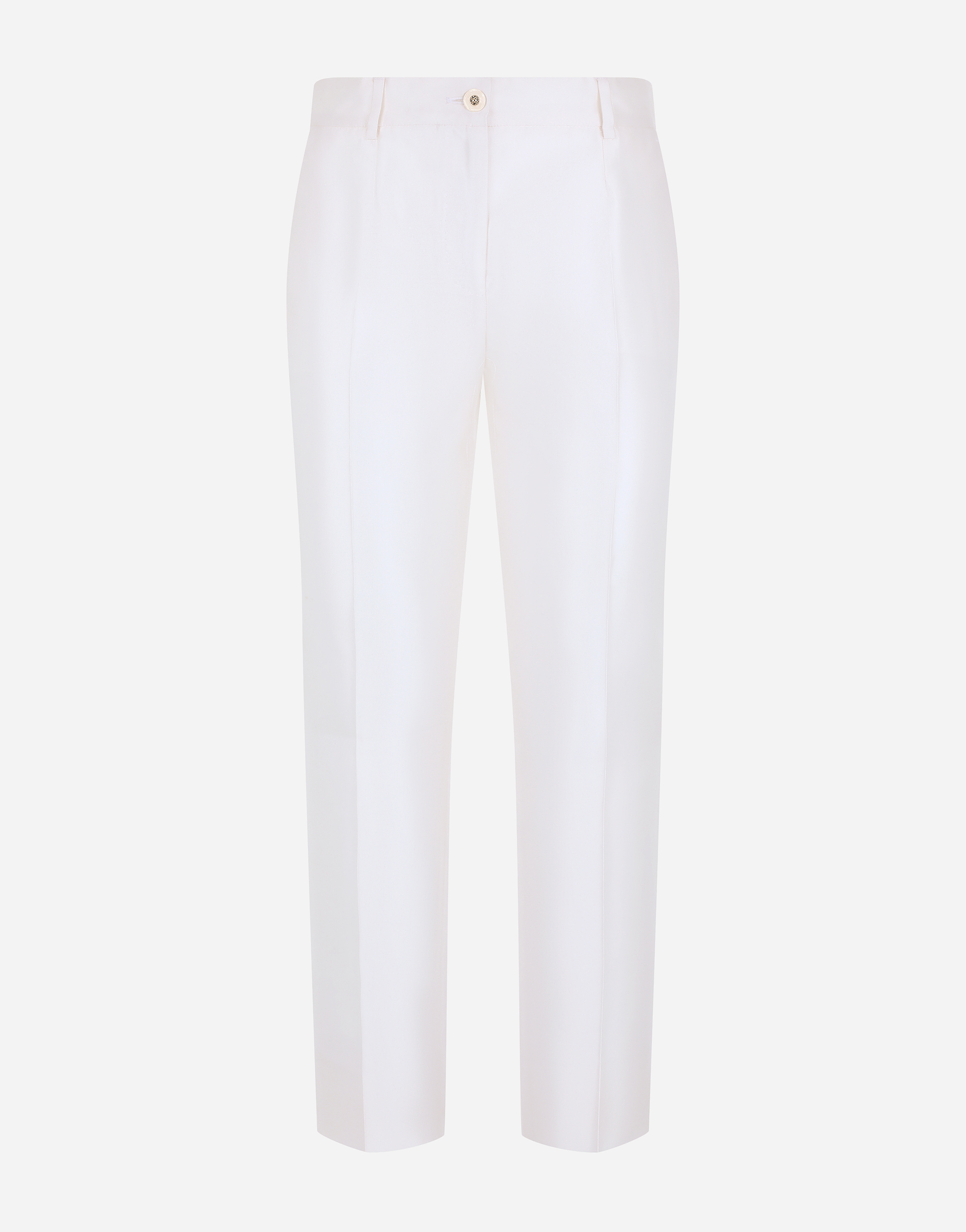 Shop Dolce & Gabbana Tailored Mikado Silk Pants In White