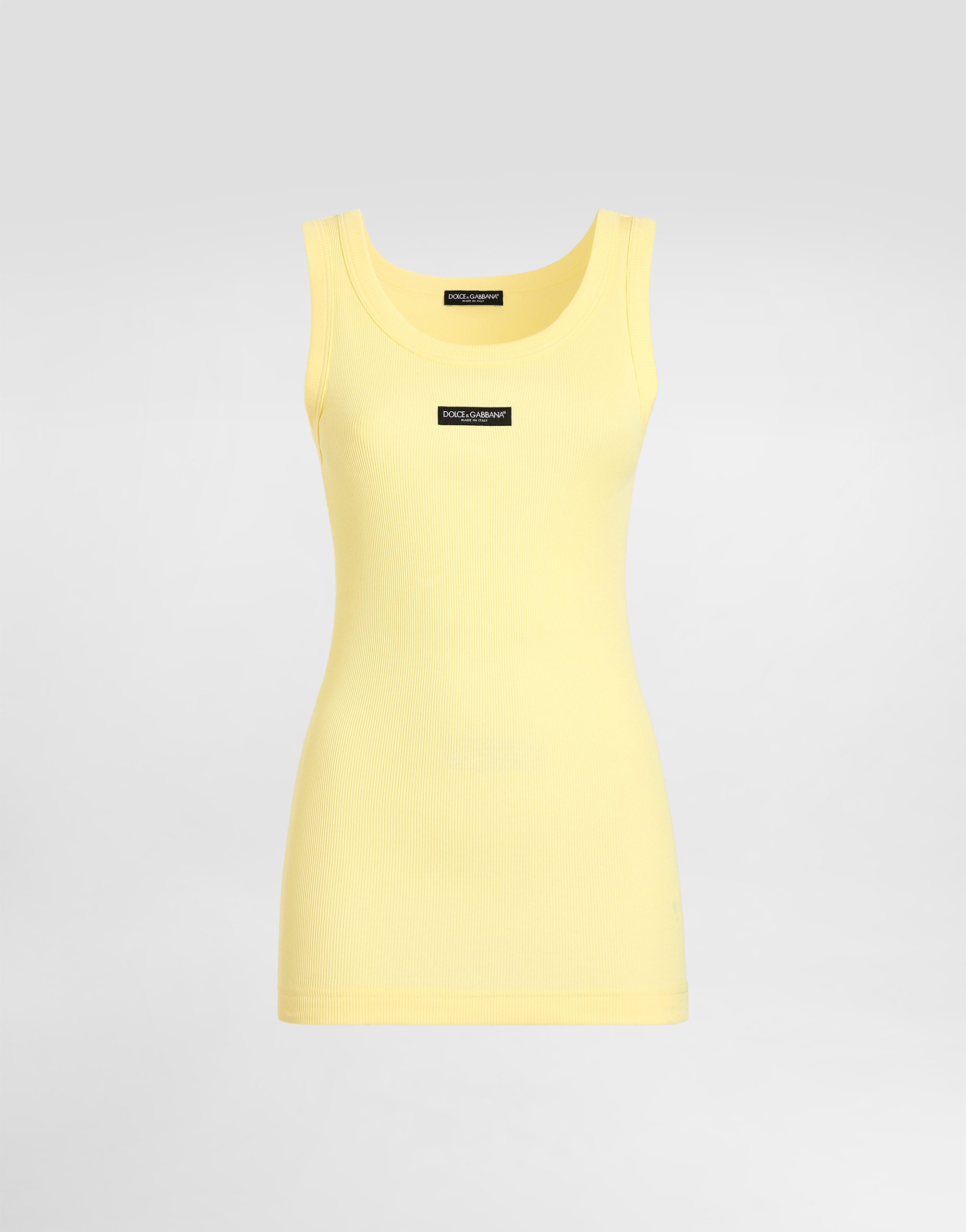 D&G ヴィンテージ タンクトップ イエロー Ribbed jersey tank top with logo in Yellow for Women