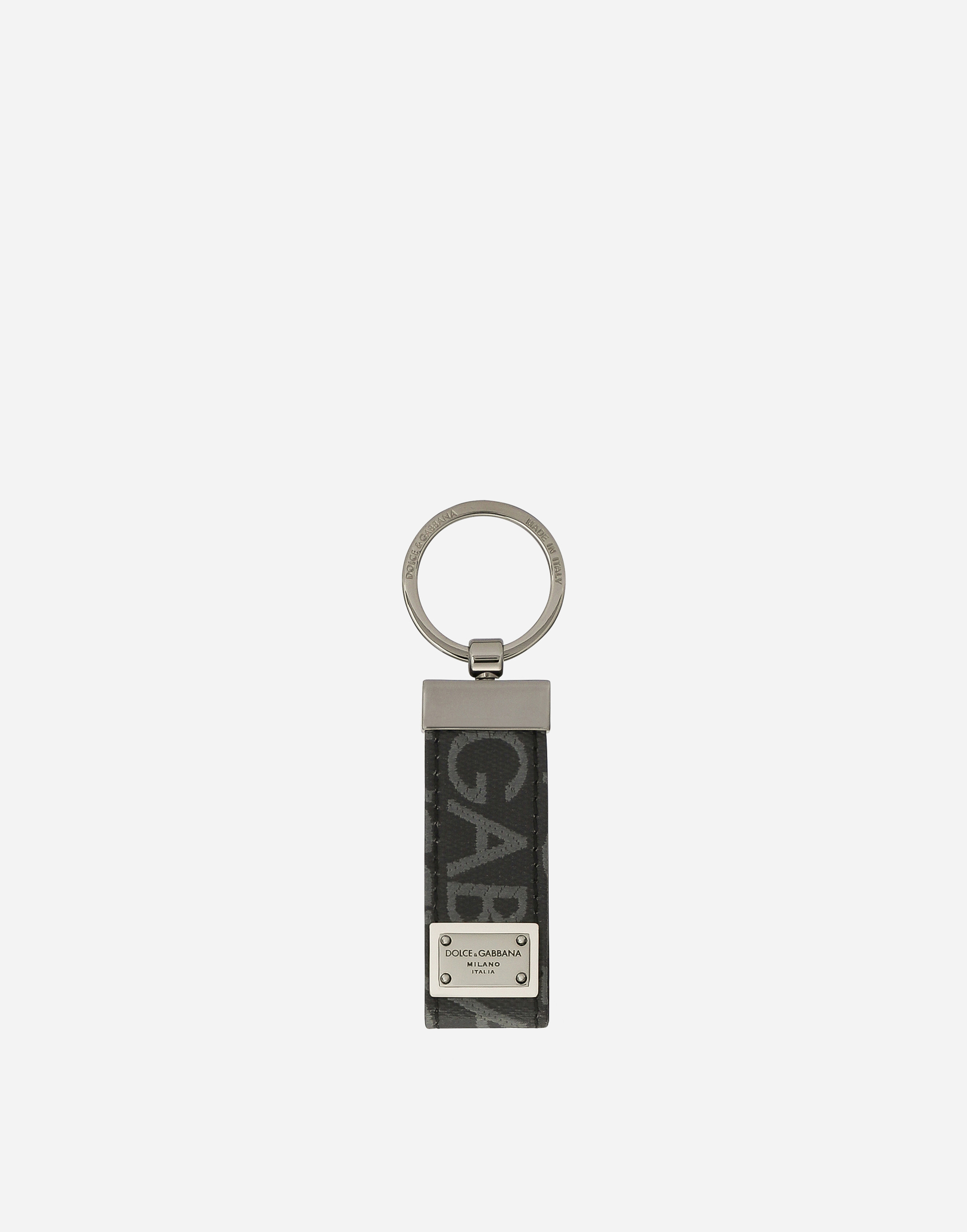 DOLCE & GABBANA COATED JACQUARD FABRIC KEYCHAIN