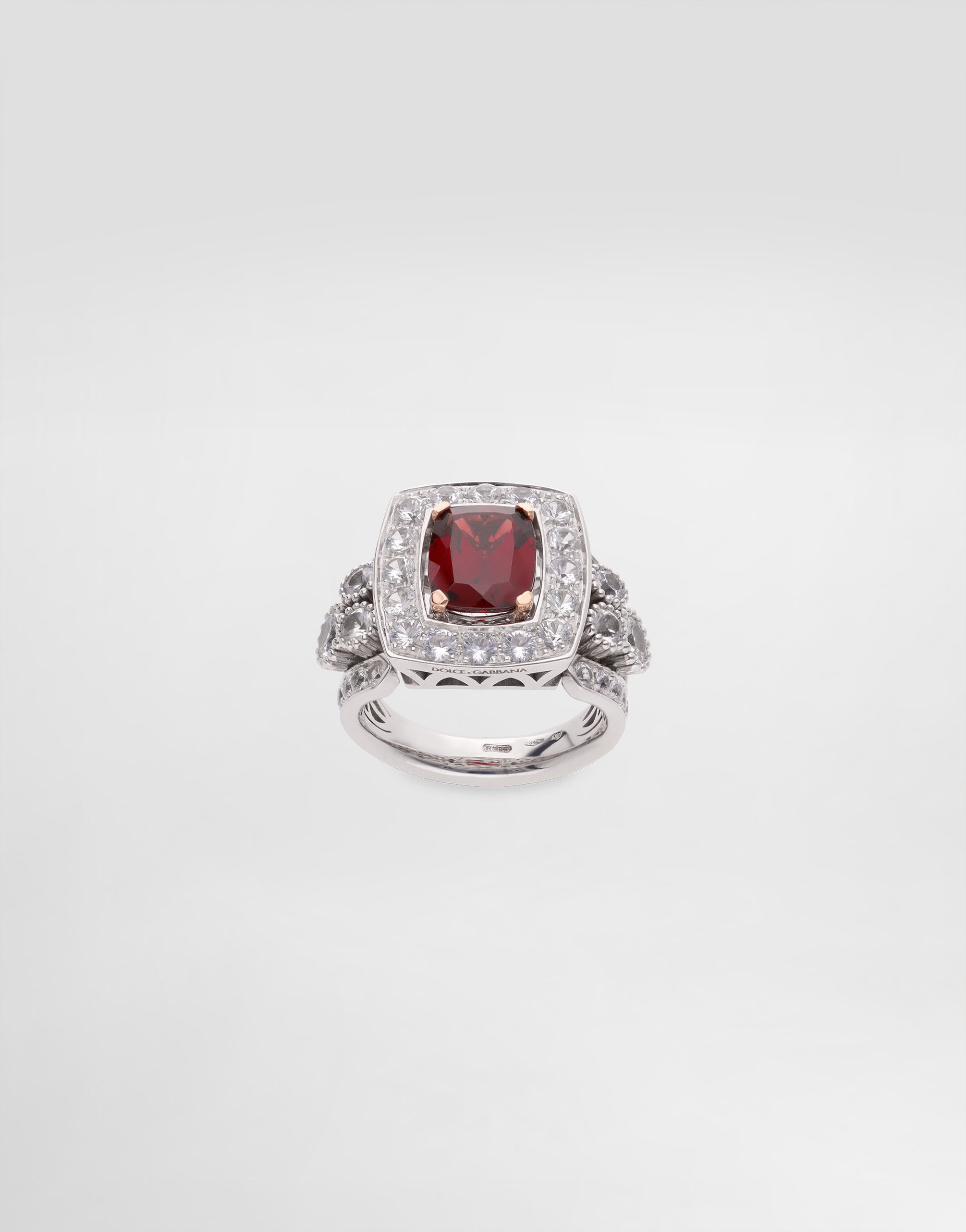 Dolce & Gabbana Eleganza Ring 18-carat White And Rose Gold, Garnet, And Sapphires
