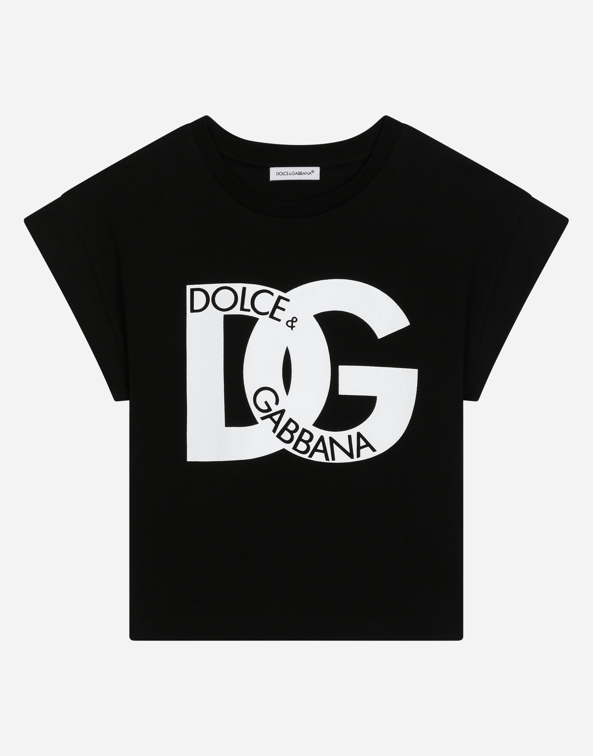 Dolce & Gabbana Jersey T-shirt With Dg Maxi-logo In Black