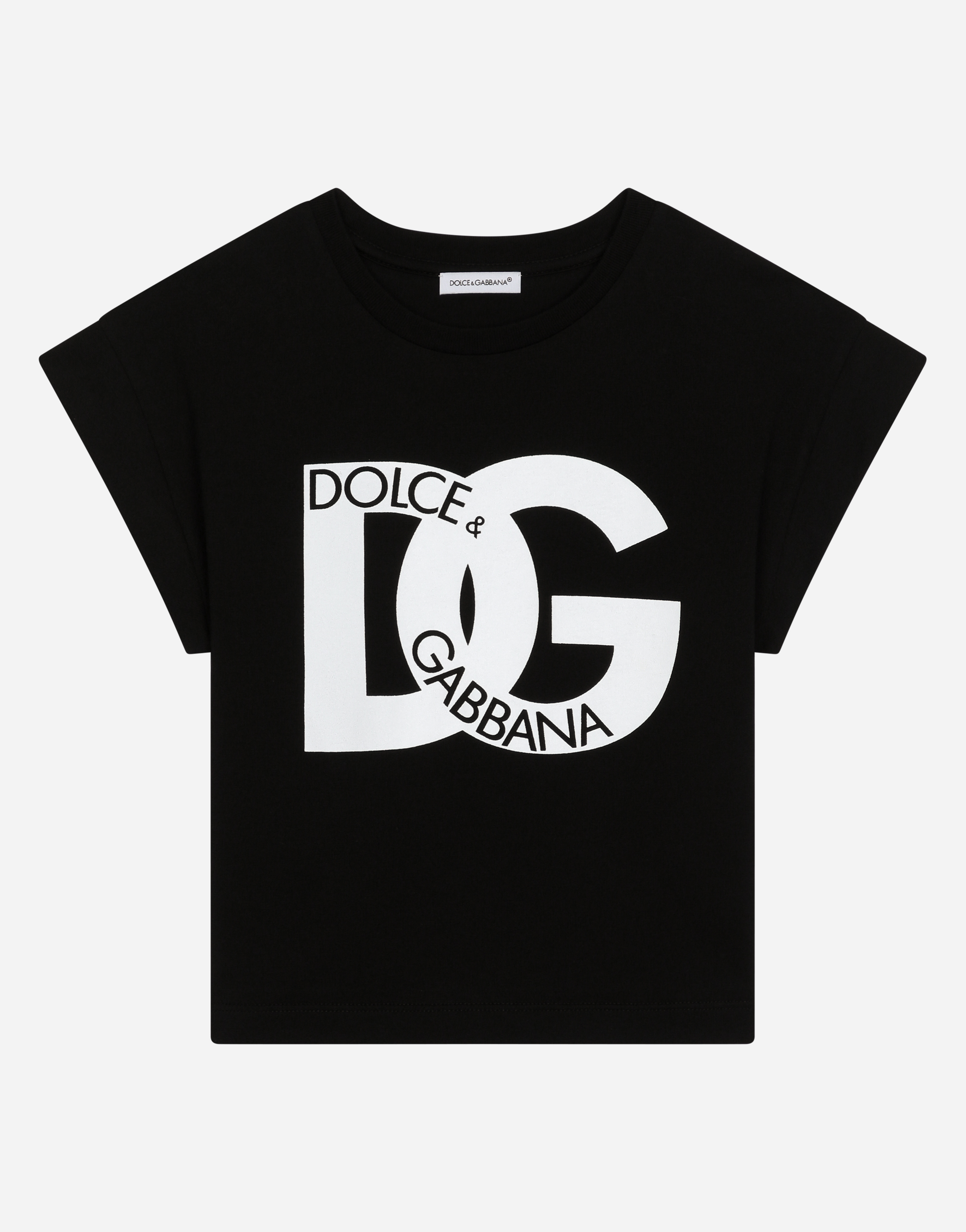 Dolce & Gabbana Kids' Jersey T-shirt With Dg Maxi-logo In Black