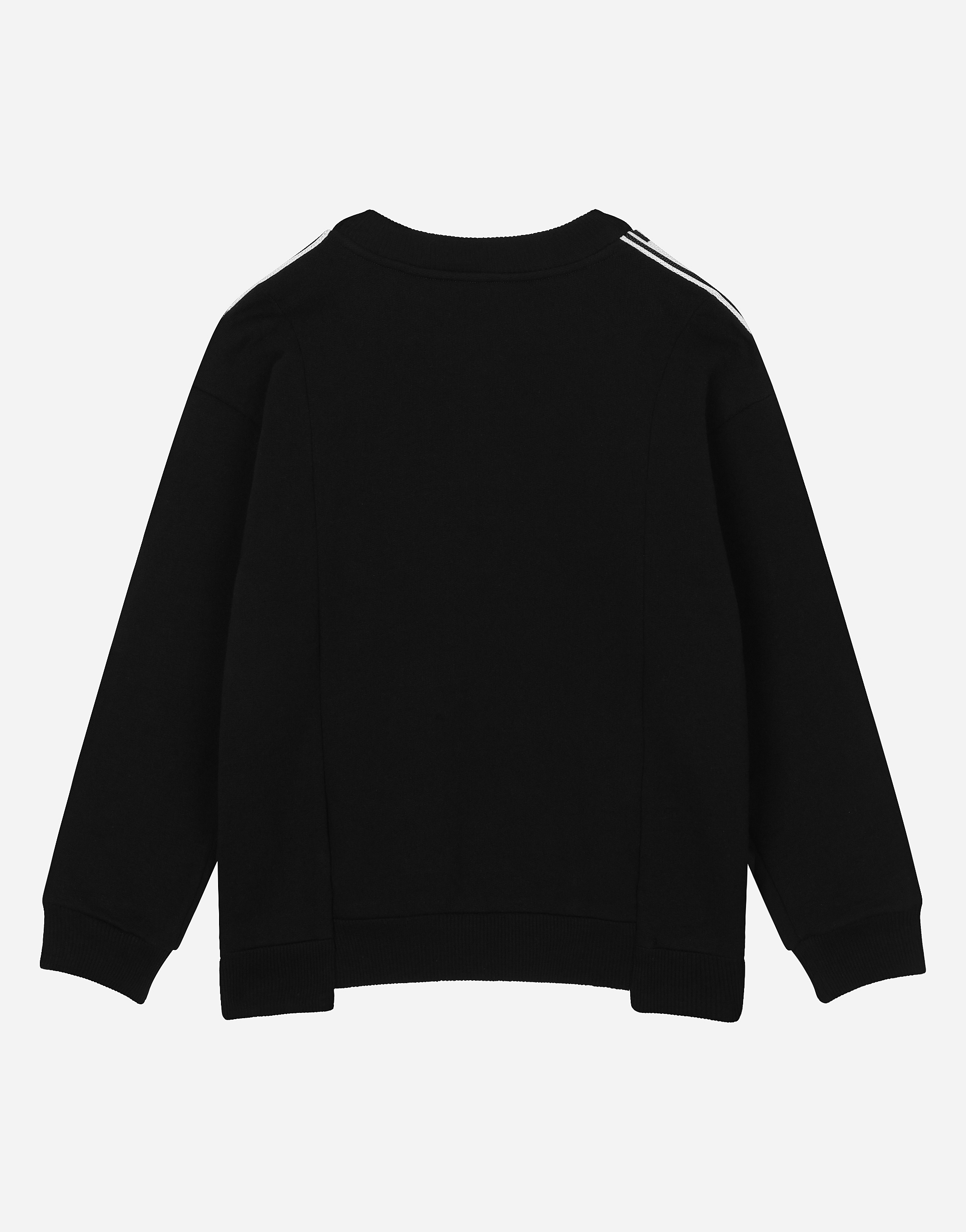 DOLCE & GABBANA LONG-SLEEVED ROUND-NECK SWEATSHIRT WITH LOGO PRINT AND BRANDED TRIMS