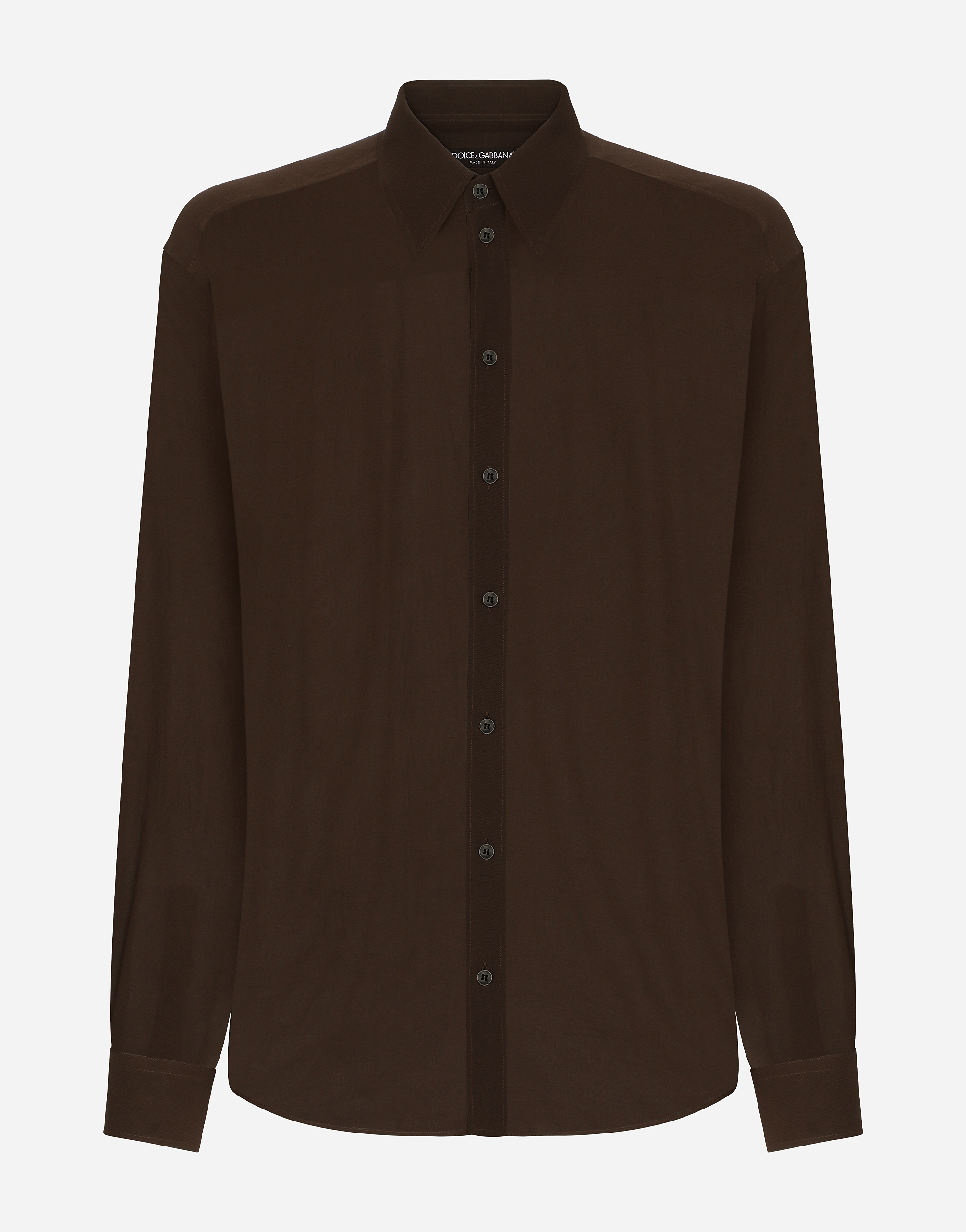 Dolce & Gabbana Oversize Silk Georgette Shirt In Brown