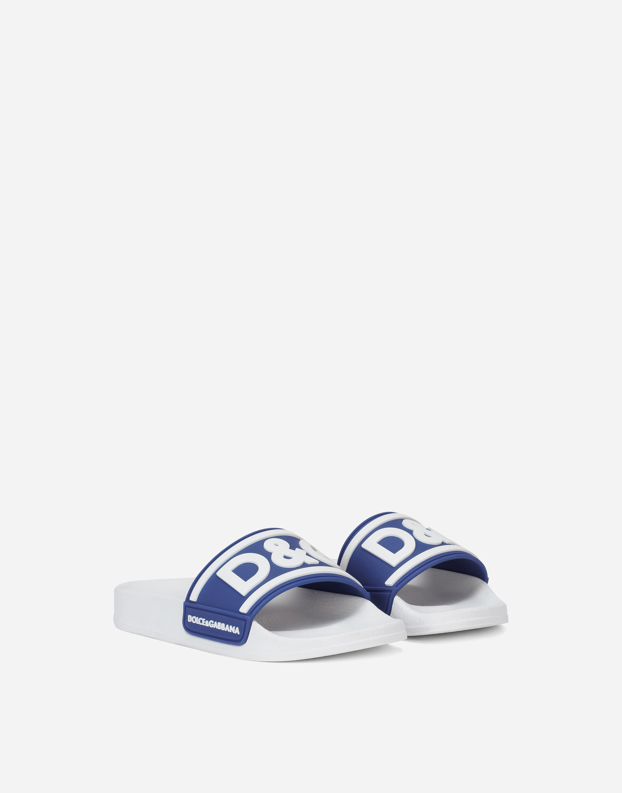 DOLCE & GABBANA RUBBER SLIDERS WITH LOGO PRINT 