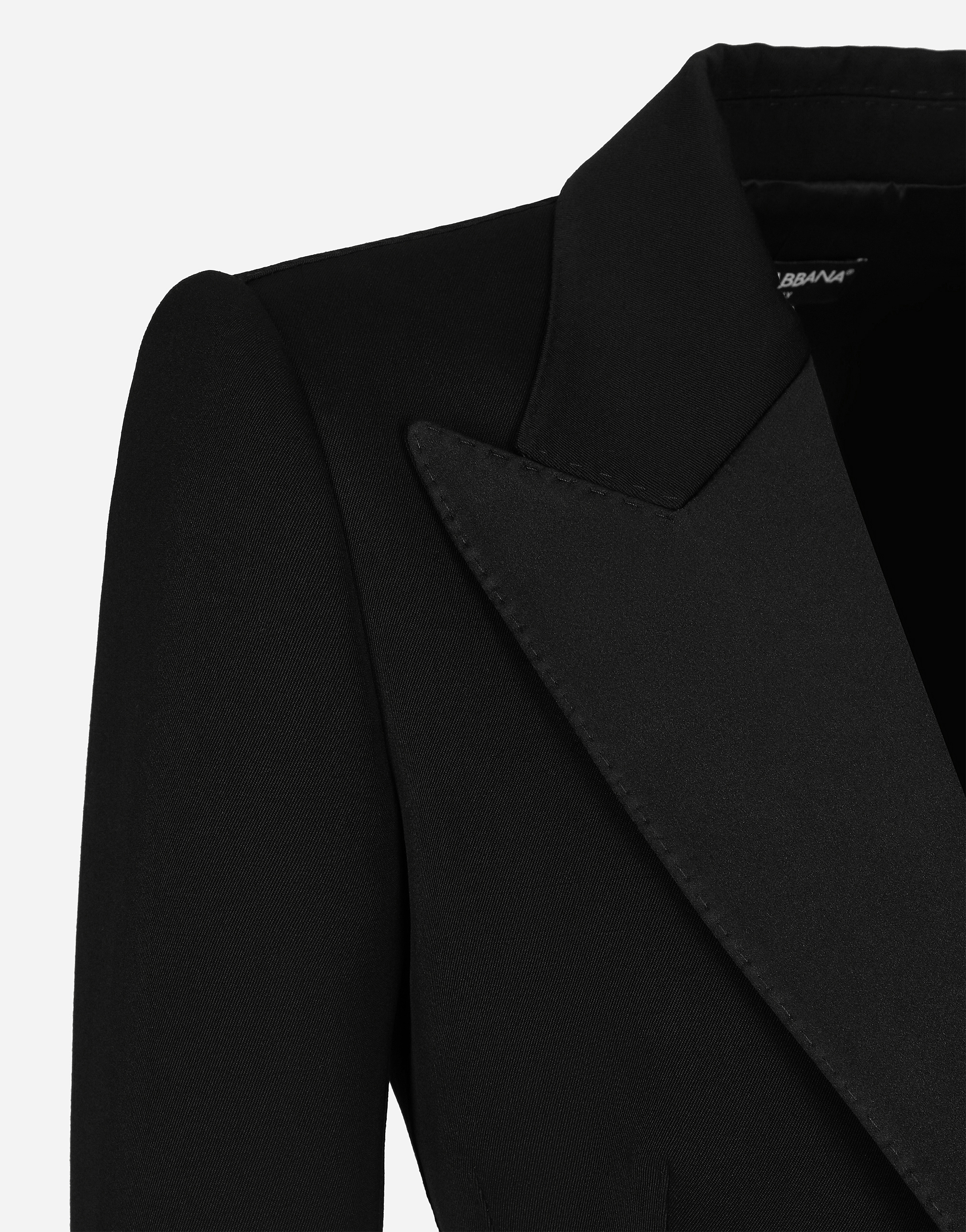 Dolce & Gabbana Single-breasted Wool Gabardine Spencer Tuxedo Jacket In Black