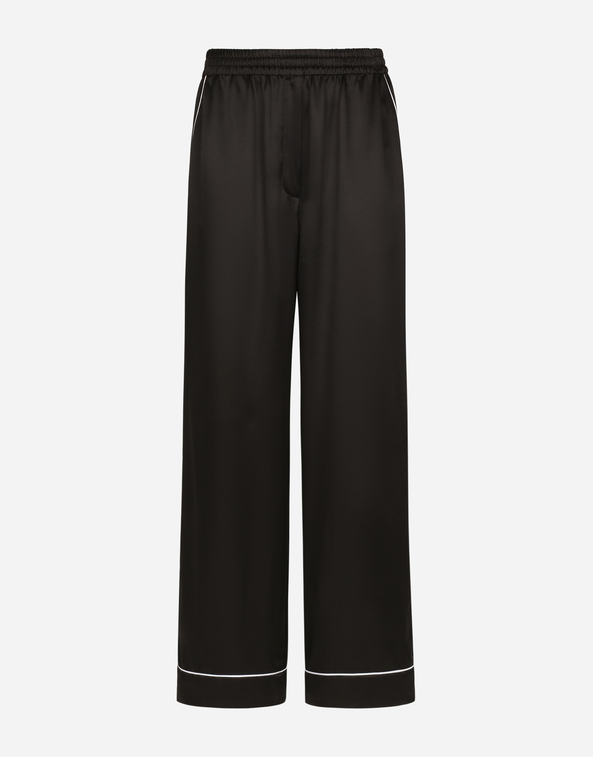 Dolce & Gabbana Elasticated-waist Silk Palazzo Trousers In Black